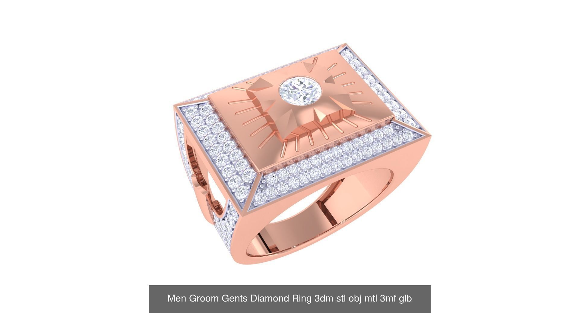 197 Men Groom Gents Diamond Ring 3dm stl obj mtl 3mf glb 3D Model Collection_128