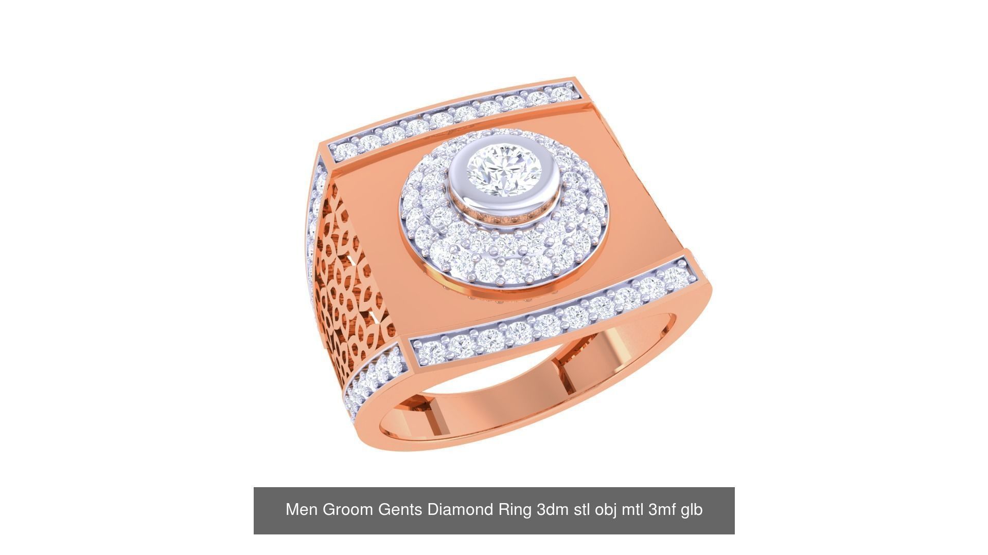 197 Men Groom Gents Diamond Ring 3dm stl obj mtl 3mf glb 3D Model Collection_123