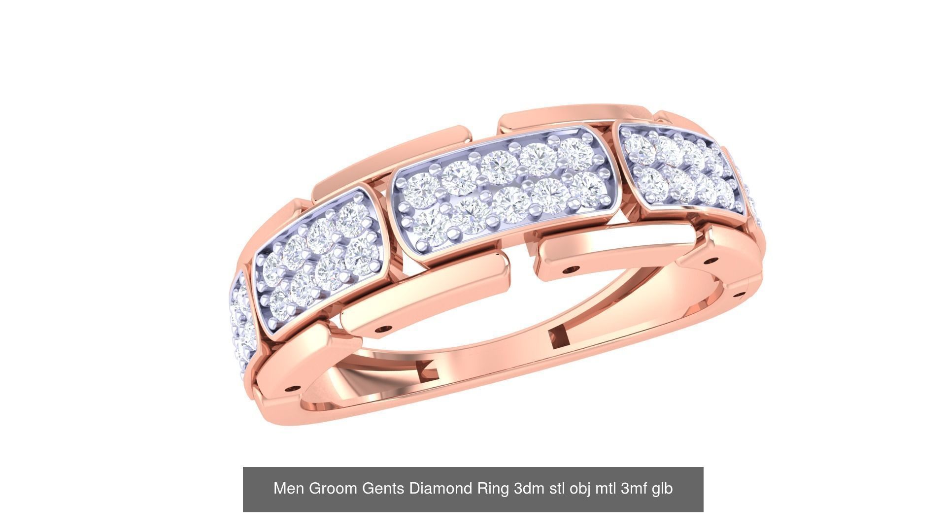 197 Men Groom Gents Diamond Ring 3dm stl obj mtl 3mf glb 3D Model Collection_162