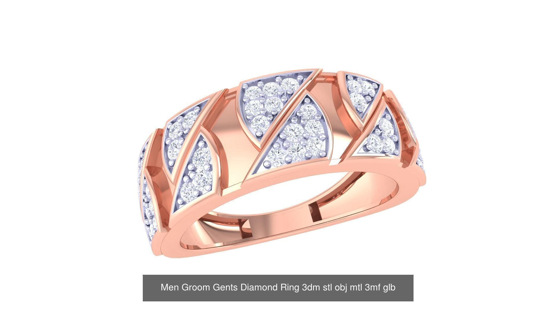 197 Men Groom Gents Diamond Ring 3dm stl obj mtl 3mf glb 3D Model Collection_167