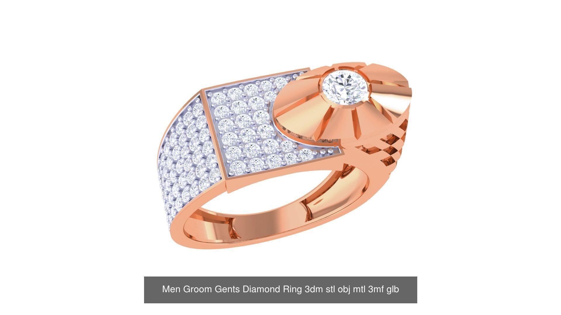 197 Men Groom Gents Diamond Ring 3dm stl obj mtl 3mf glb 3D Model Collection_132