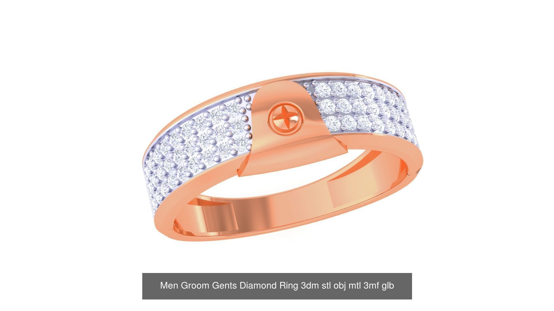 197 Men Groom Gents Diamond Ring 3dm stl obj mtl 3mf glb 3D Model Collection_68