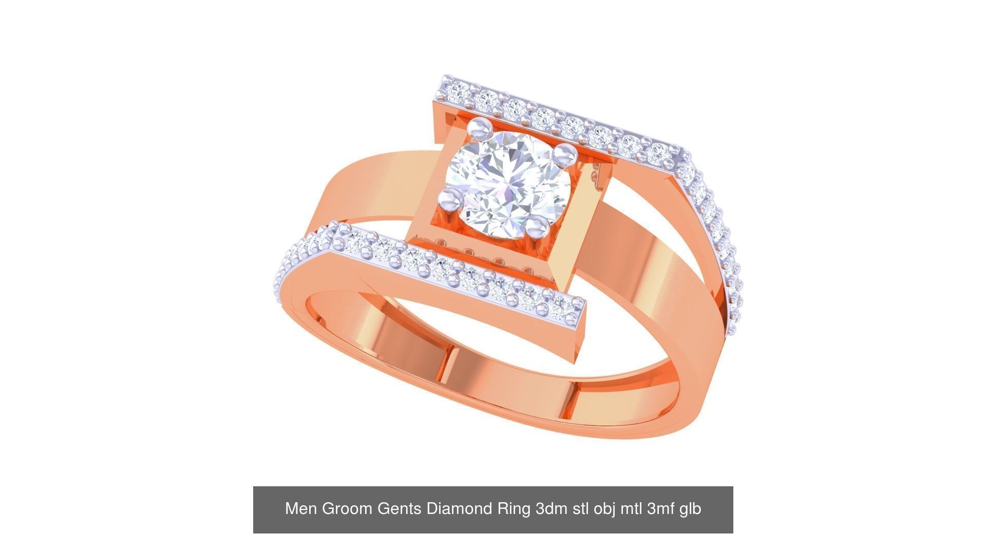 197 Men Groom Gents Diamond Ring 3dm stl obj mtl 3mf glb 3D Model Collection_87