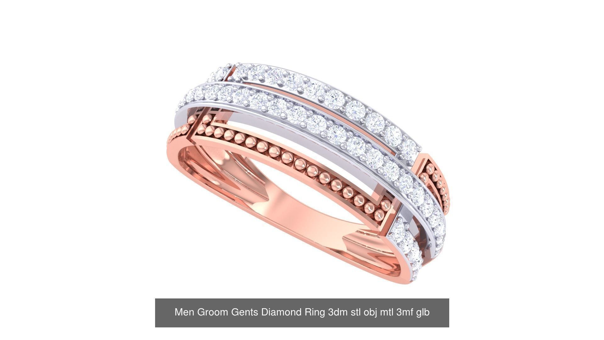 197 Men Groom Gents Diamond Ring 3dm stl obj mtl 3mf glb 3D Model Collection_46