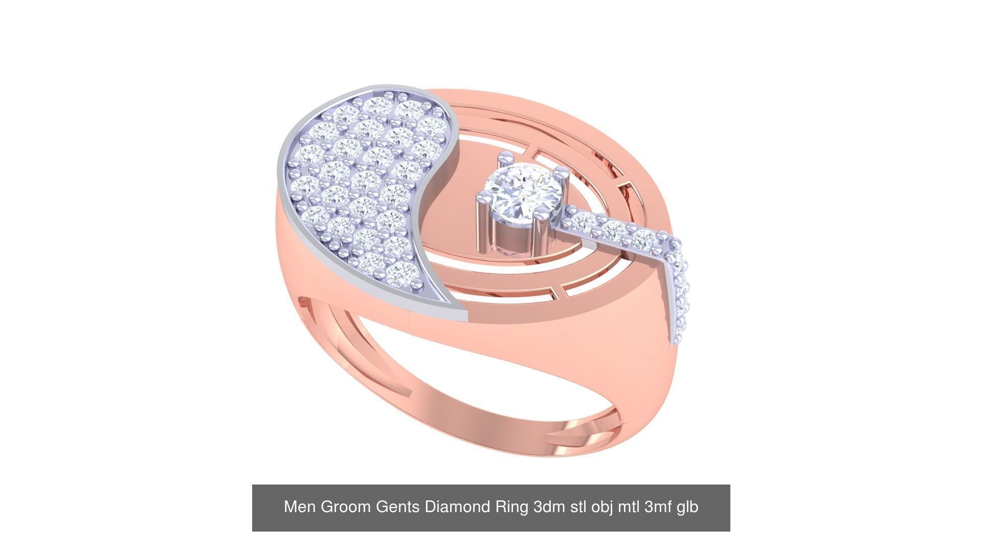 197 Men Groom Gents Diamond Ring 3dm stl obj mtl 3mf glb 3D Model Collection_86