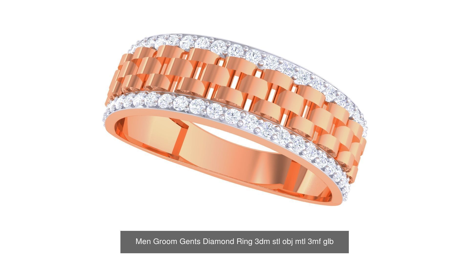 197 Men Groom Gents Diamond Ring 3dm stl obj mtl 3mf glb 3D Model Collection_194