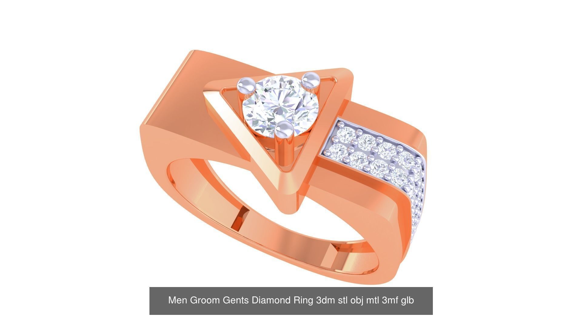 197 Men Groom Gents Diamond Ring 3dm stl obj mtl 3mf glb 3D Model Collection_105