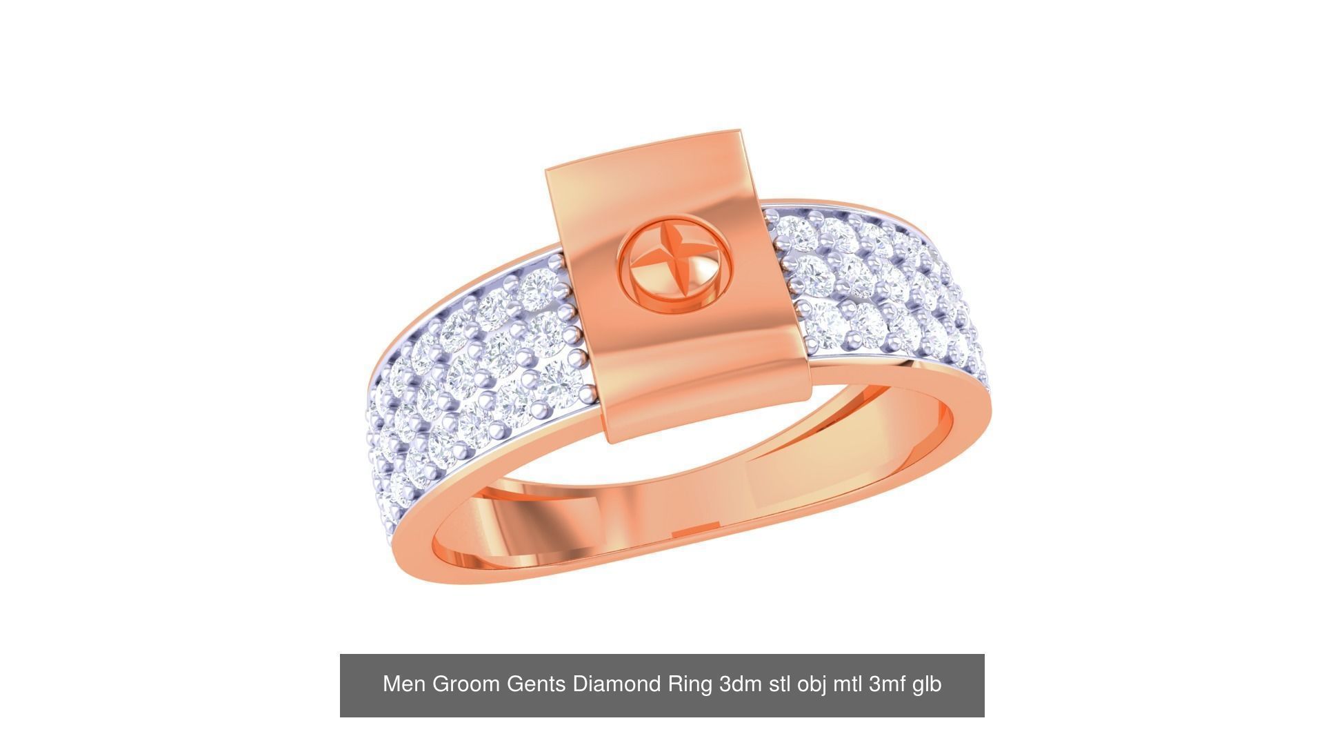 197 Men Groom Gents Diamond Ring 3dm stl obj mtl 3mf glb 3D Model Collection_98