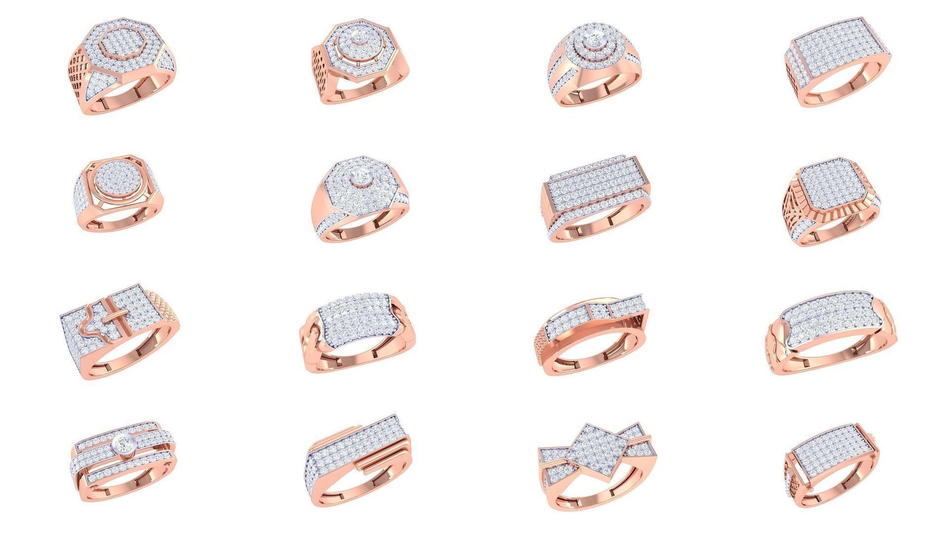 197 Men Groom Gents Diamond Ring 3dm stl obj mtl 3mf glb 3D Model Collection_8