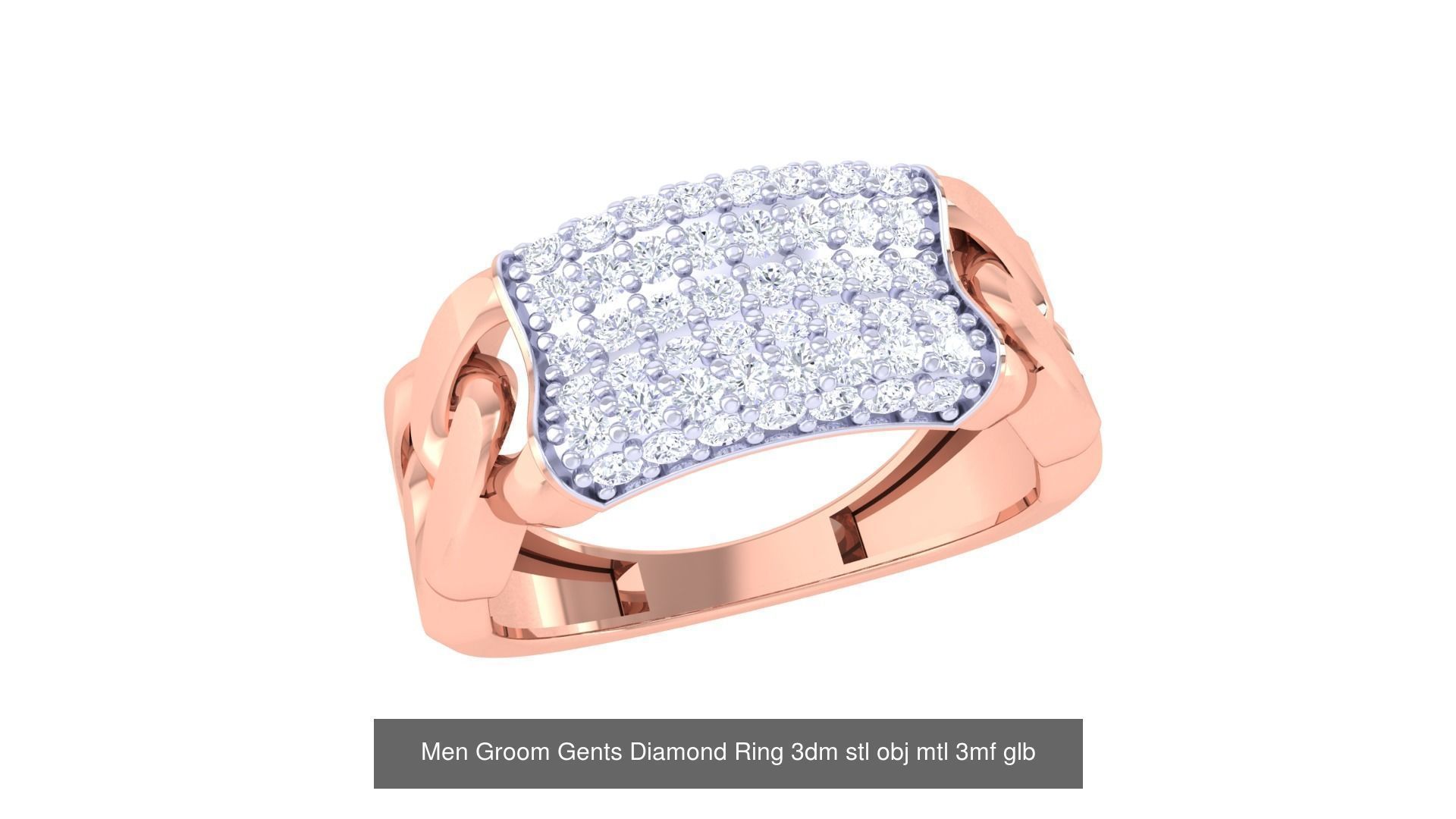 197 Men Groom Gents Diamond Ring 3dm stl obj mtl 3mf glb 3D Model Collection_149