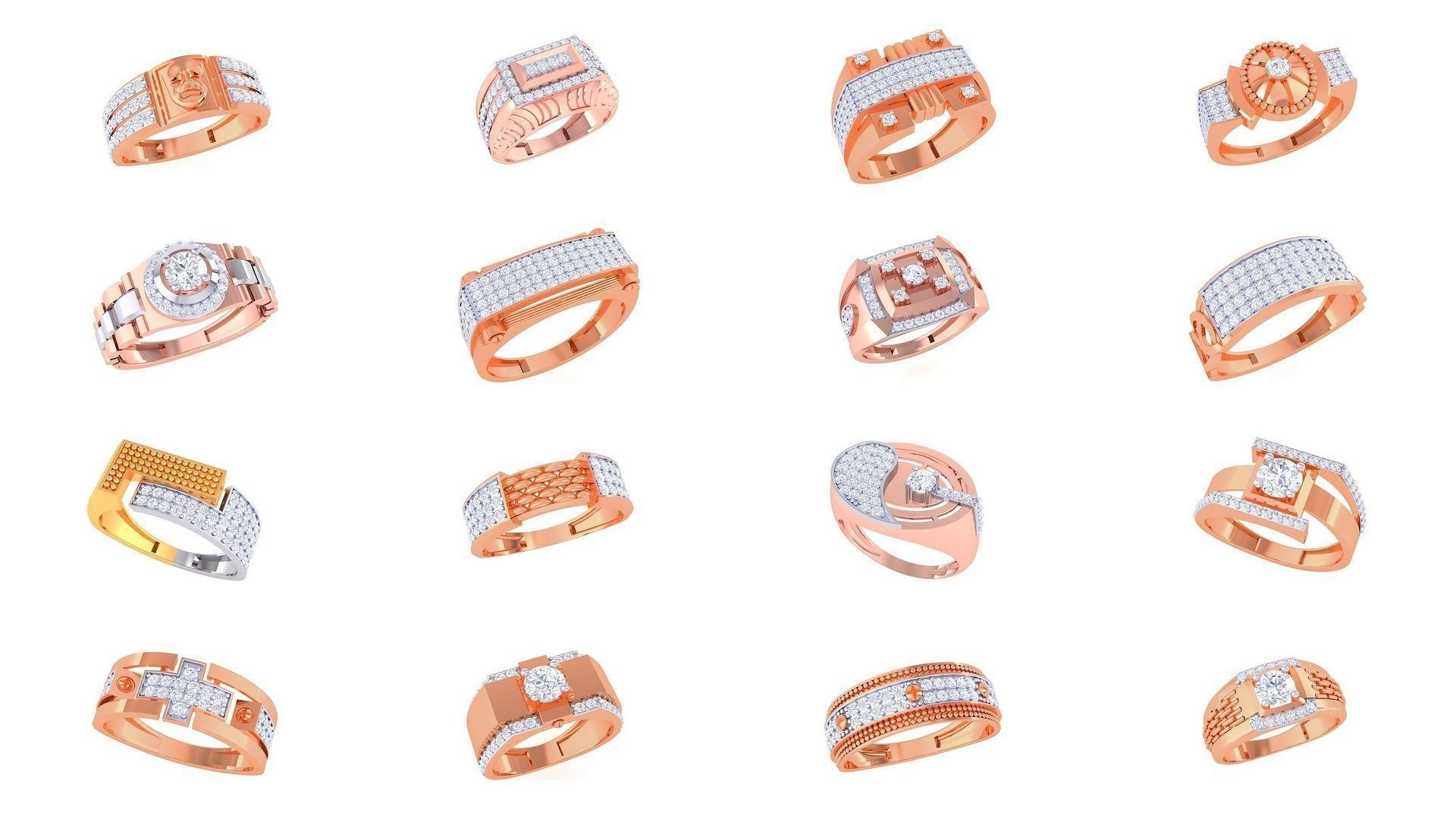 197 Men Groom Gents Diamond Ring 3dm stl obj mtl 3mf glb 3D Model Collection_4