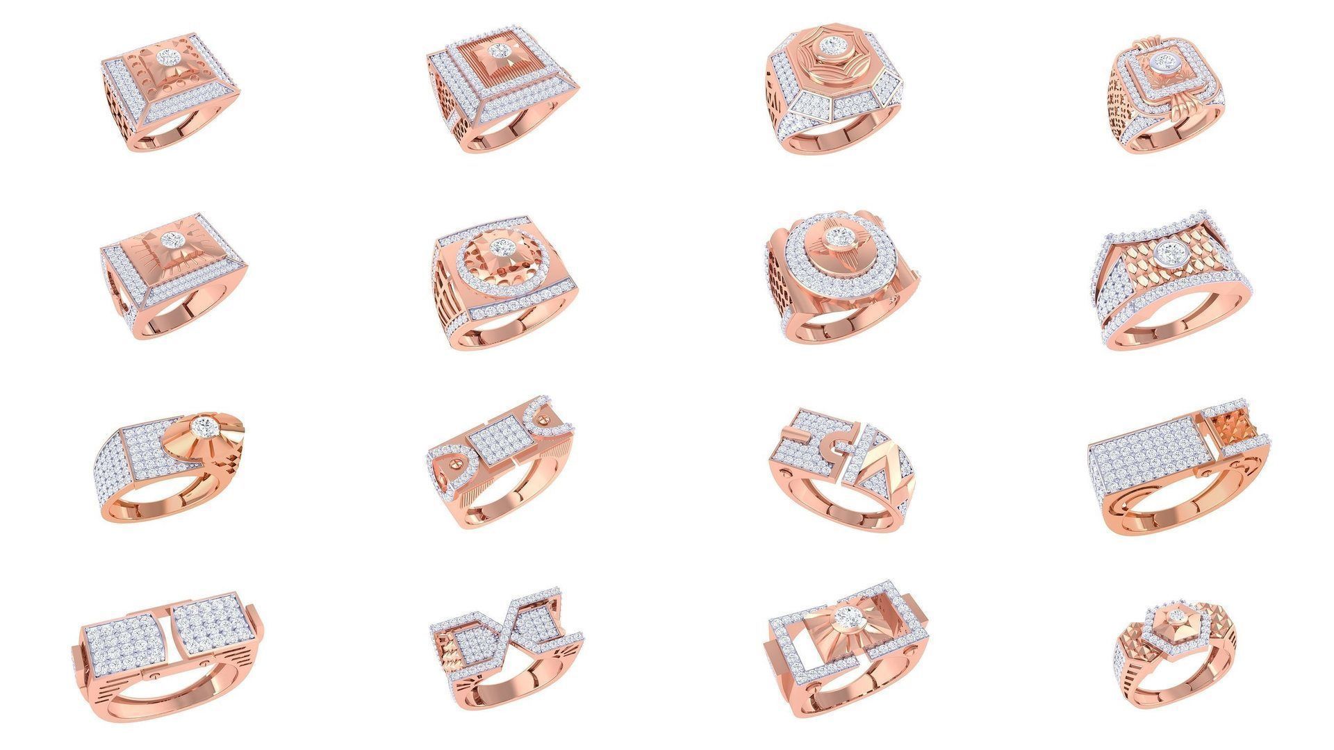 197 Men Groom Gents Diamond Ring 3dm stl obj mtl 3mf glb 3D Model Collection_7