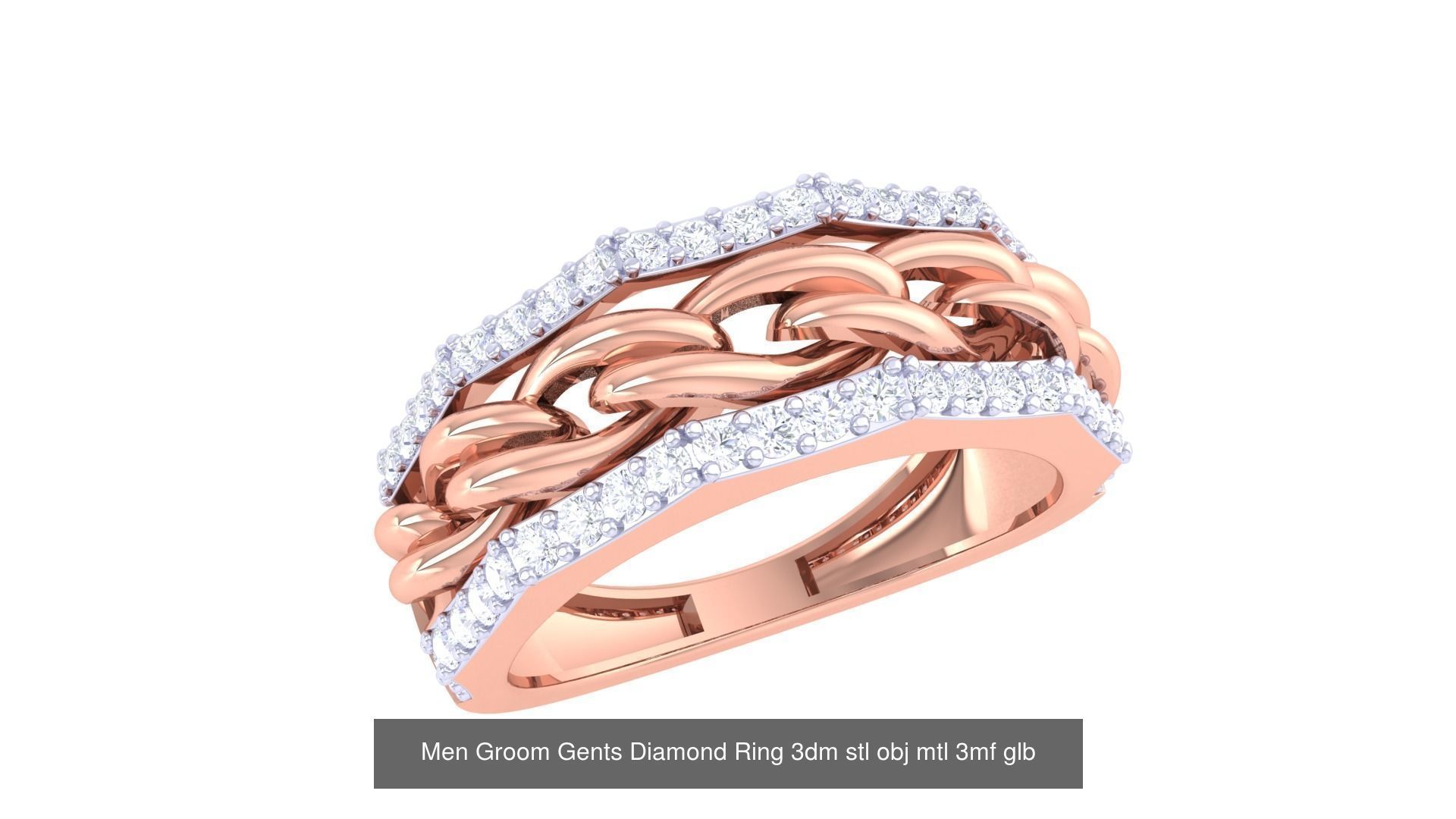 197 Men Groom Gents Diamond Ring 3dm stl obj mtl 3mf glb 3D Model Collection_173