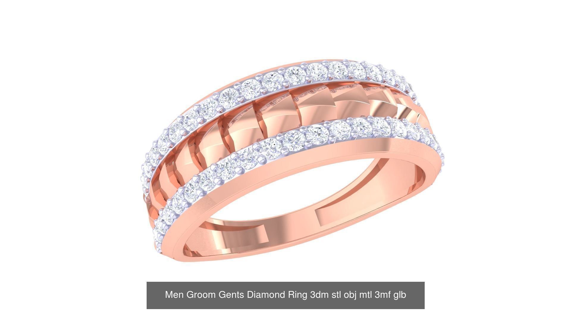 197 Men Groom Gents Diamond Ring 3dm stl obj mtl 3mf glb 3D Model Collection_190