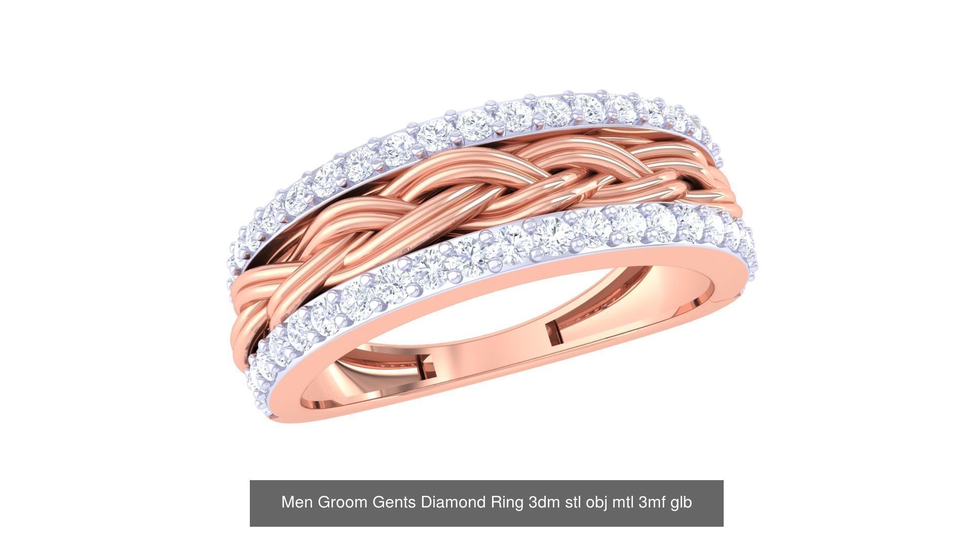 197 Men Groom Gents Diamond Ring 3dm stl obj mtl 3mf glb 3D Model Collection_159