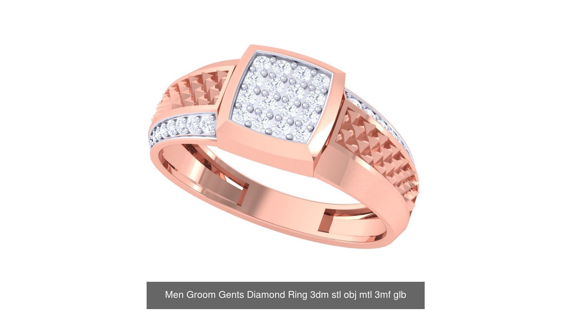 197 Men Groom Gents Diamond Ring 3dm stl obj mtl 3mf glb 3D Model Collection_47