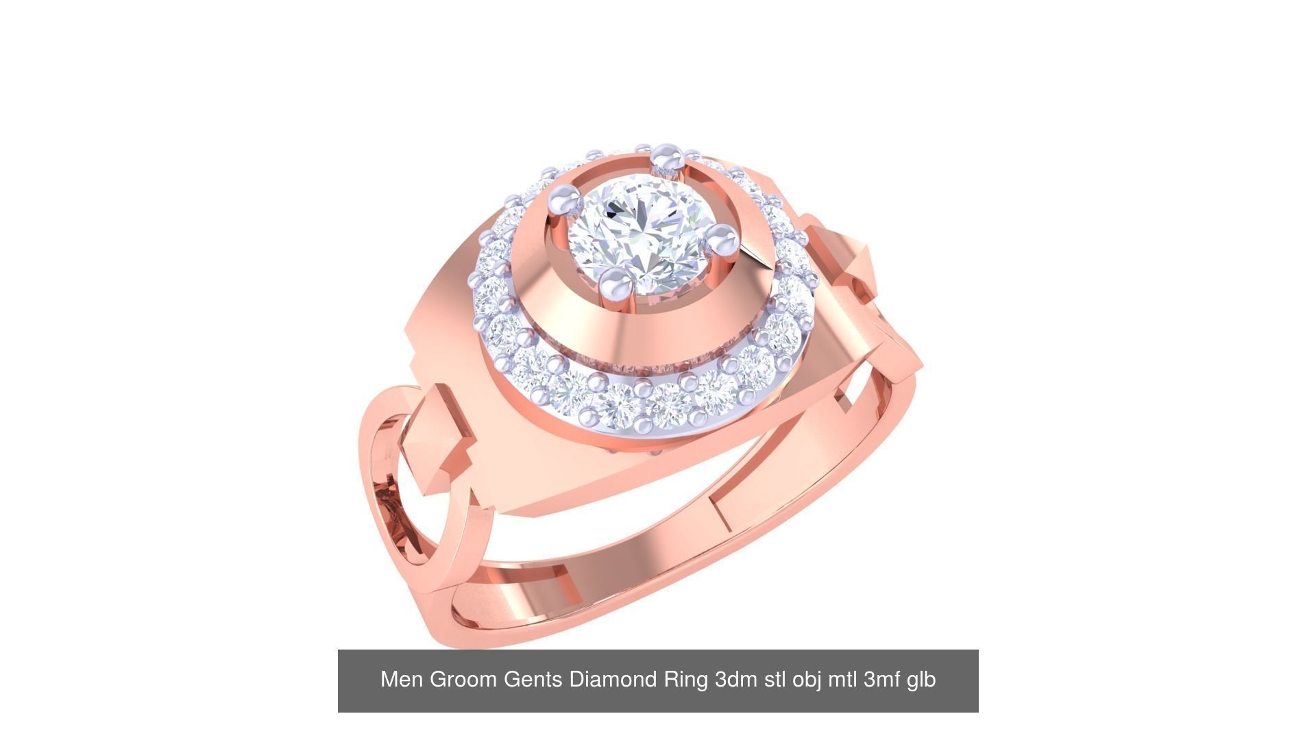 197 Men Groom Gents Diamond Ring 3dm stl obj mtl 3mf glb 3D Model Collection_102