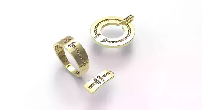 teffany set ring earring and pendant with gems stones 