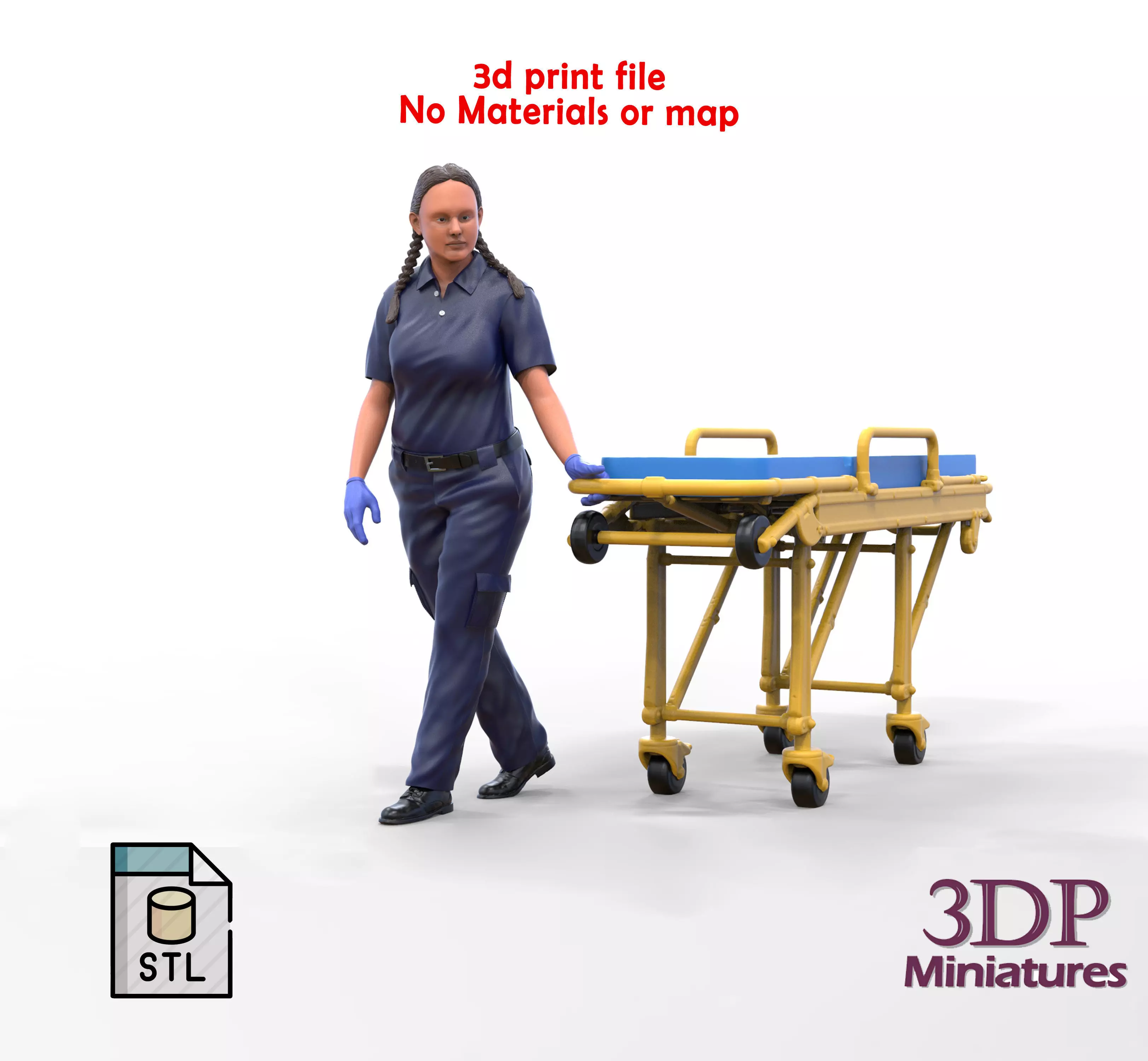 N2 paramedic emergency service with a trolley 3D print model_0