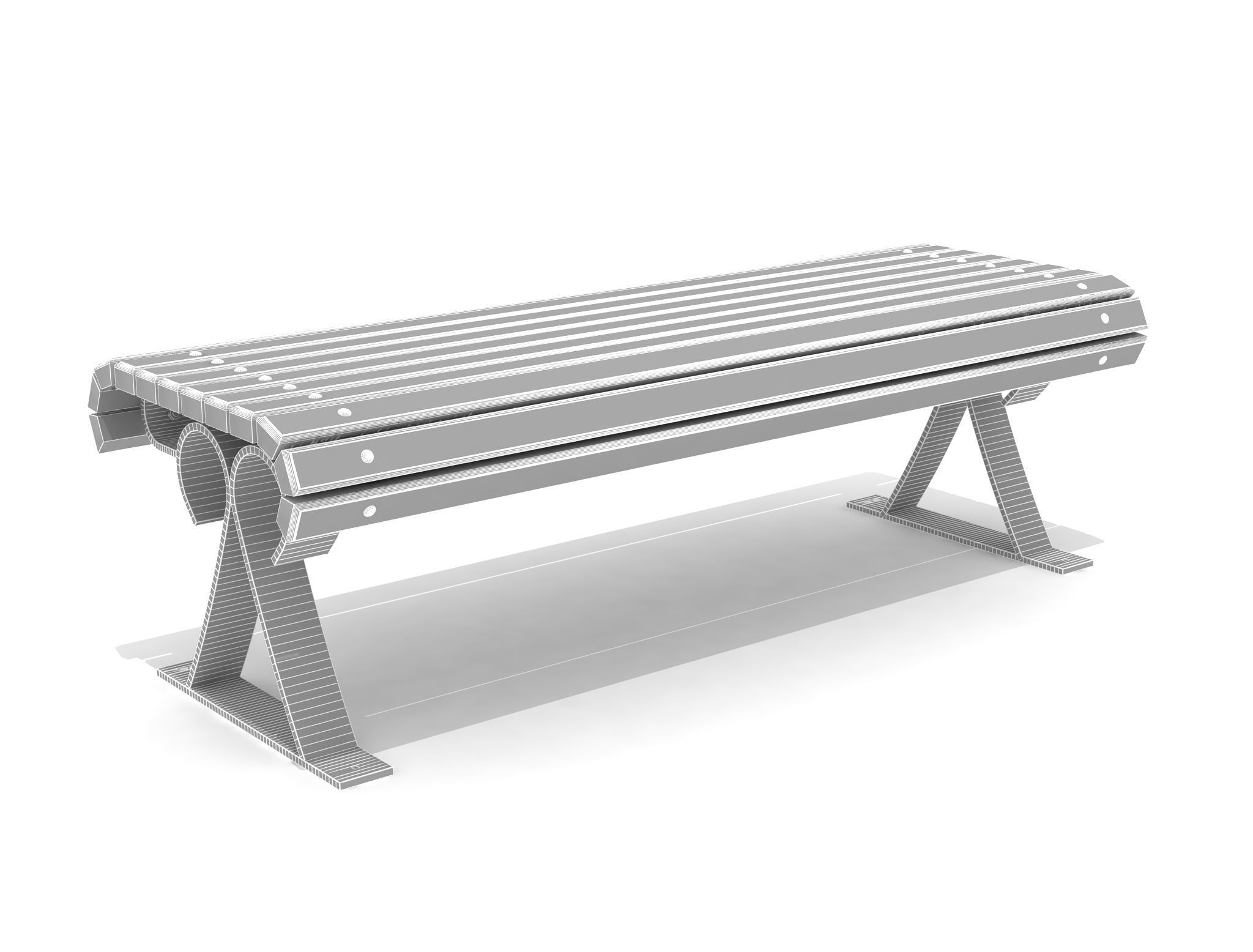  Train Station Bench 06  3D model_5