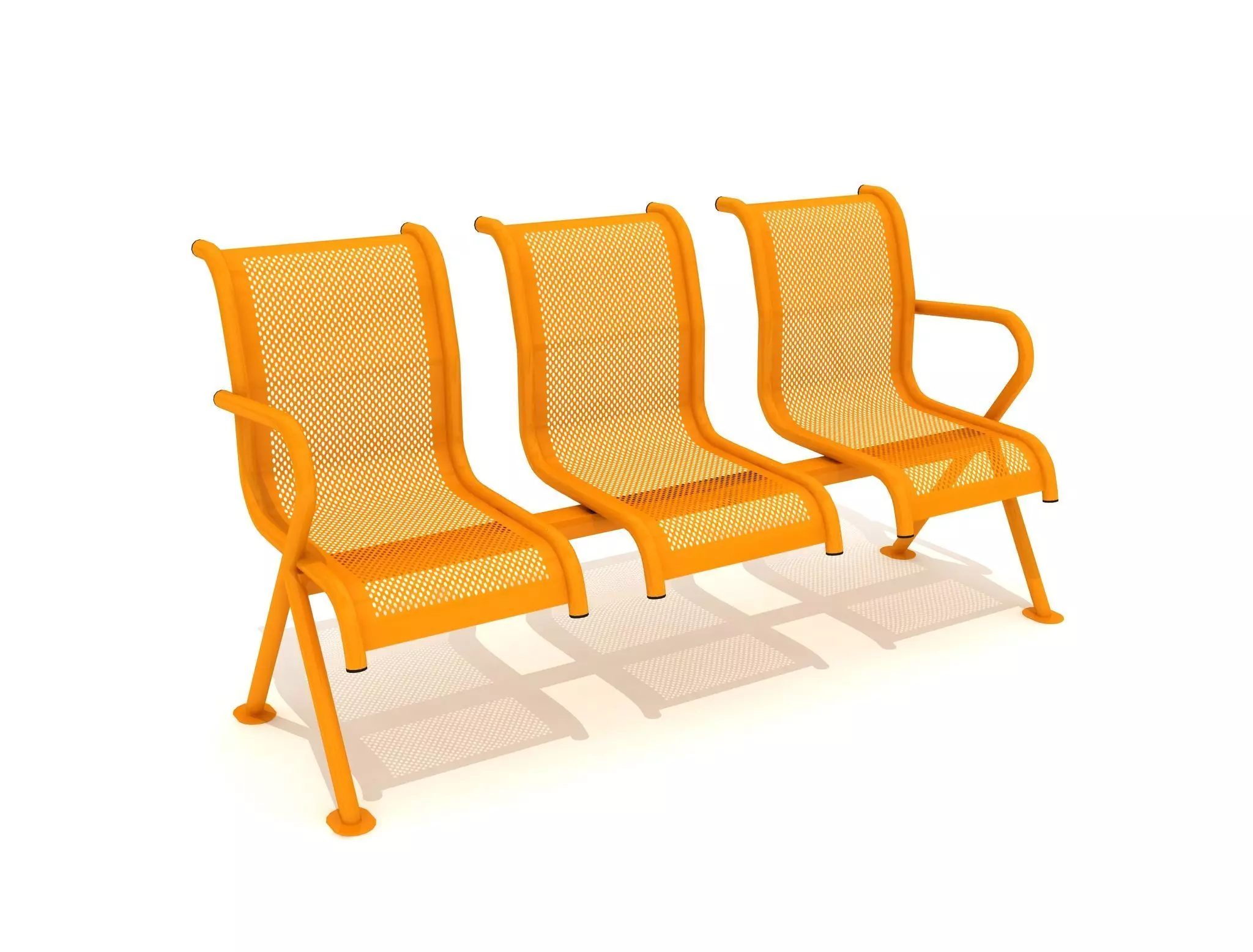 Metal Hospital Bench 05 Low-poly 3D model