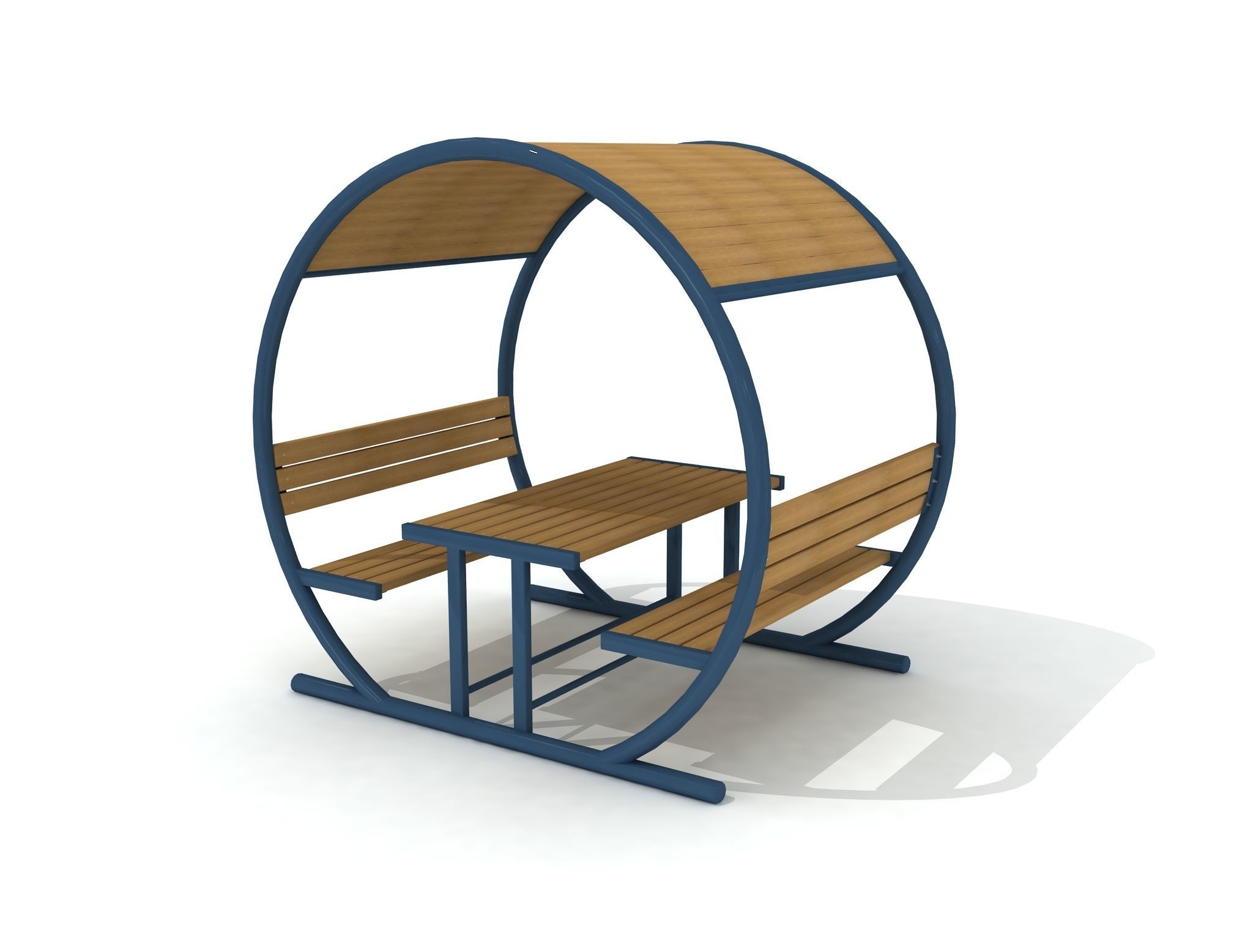 Exterior Circle Bench with Roof 02 3D model_2