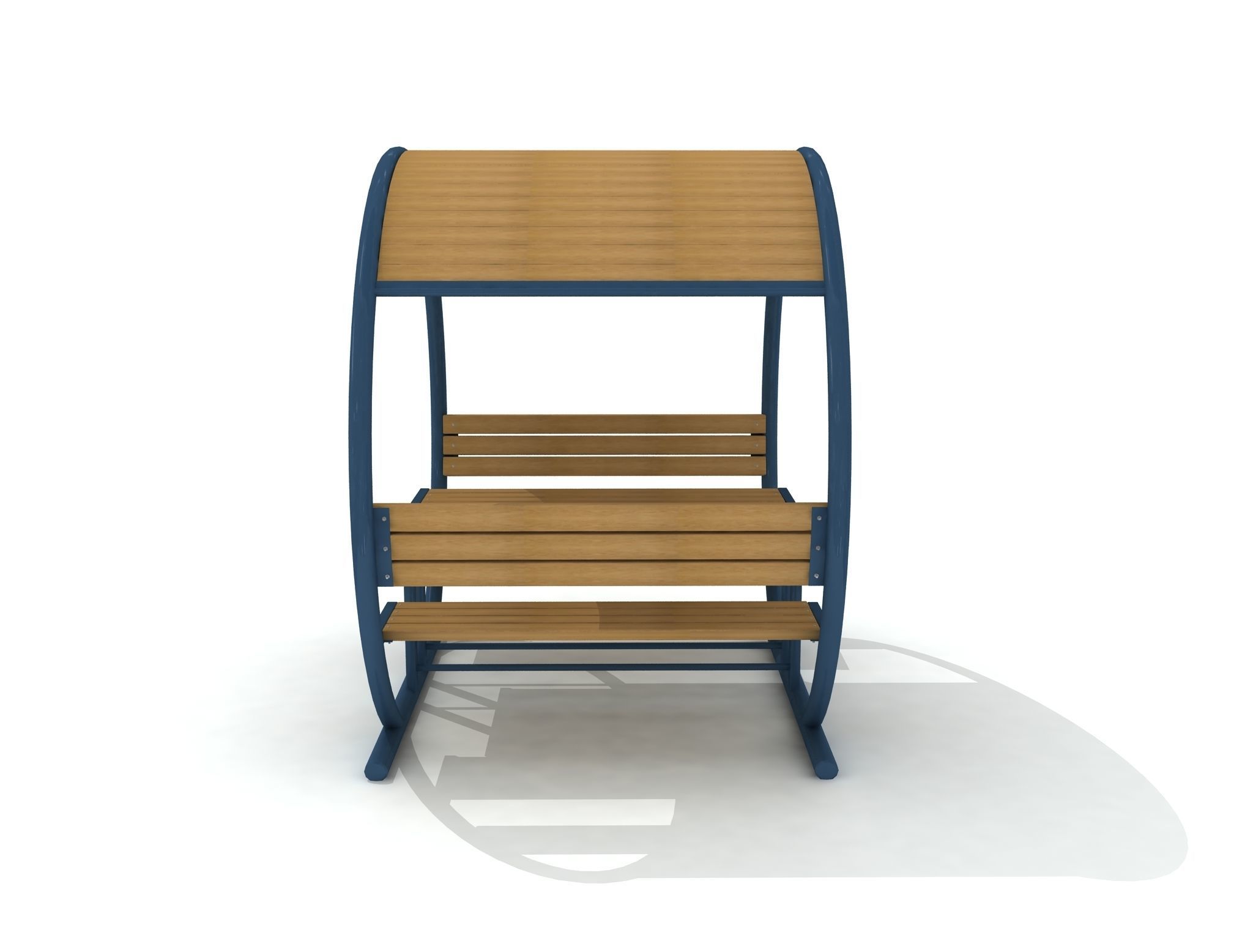 Exterior Circle Bench with Roof 02 3D model_3