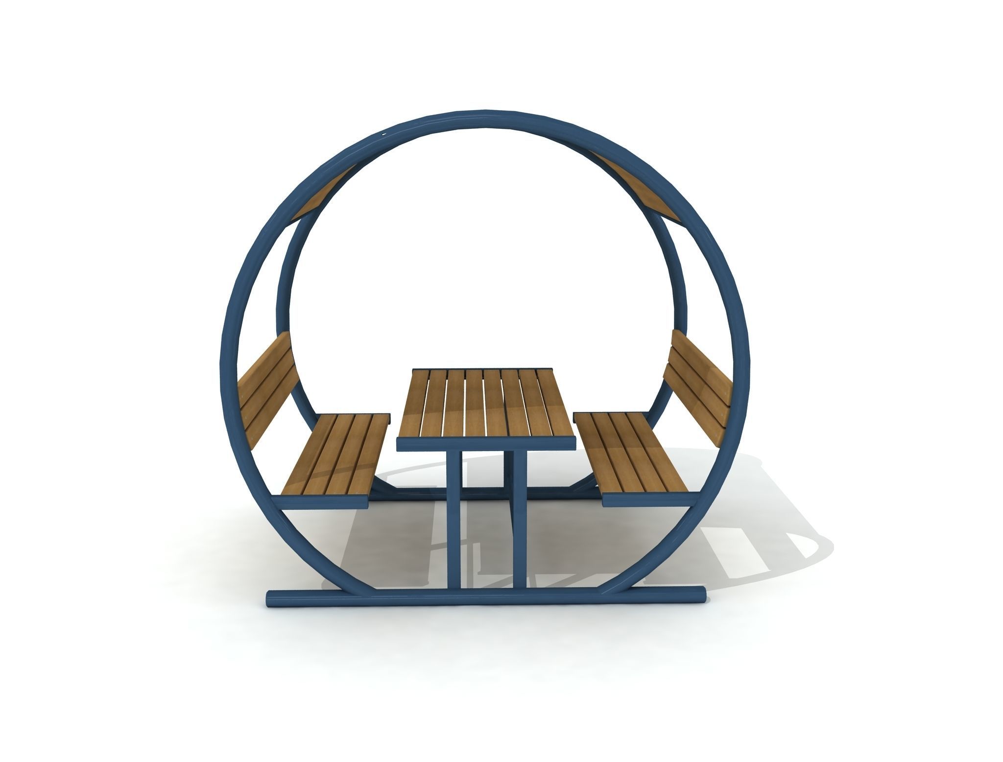 Exterior Circle Bench with Roof 02 3D model_1