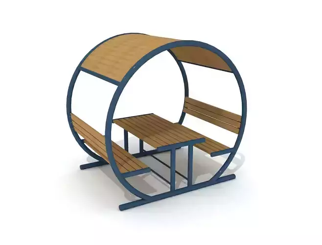 Exterior Circle Bench with Roof 02