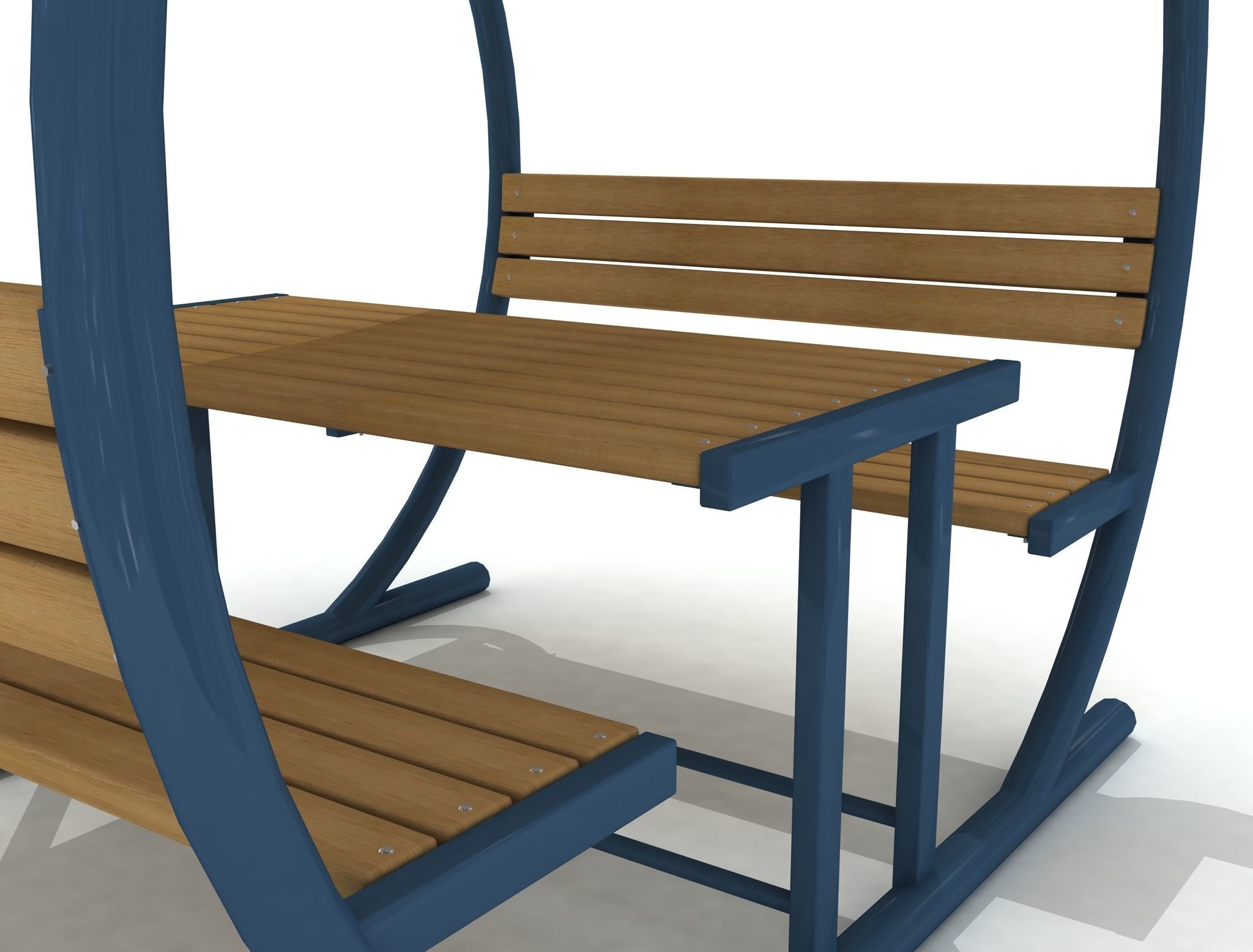 Exterior Circle Bench with Roof 02 3D model_4