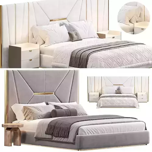 AMBER BEDROOM LUXURY FURNITURE Bed by saberjewels 3D model
