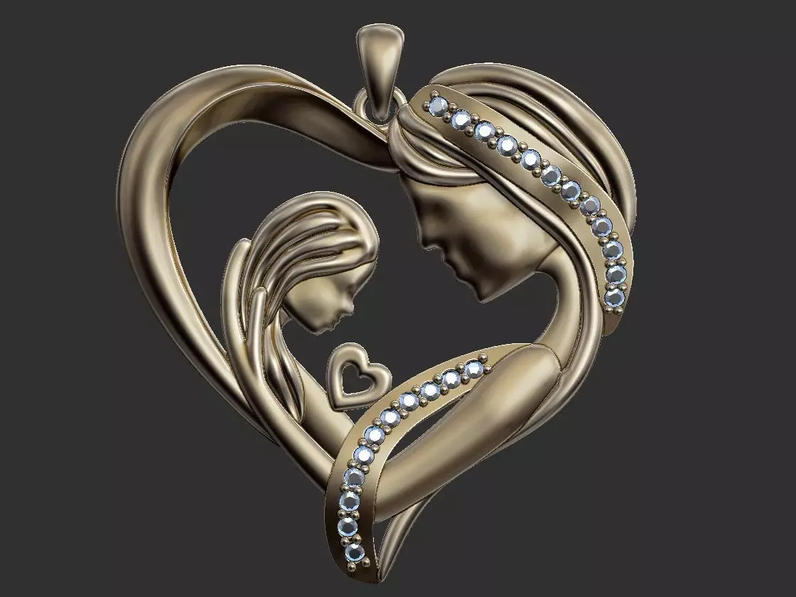 Mother and Daughter Pendant 3D print model