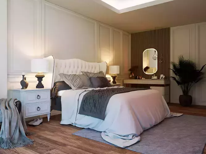 White Bedroom D5 Render Scene