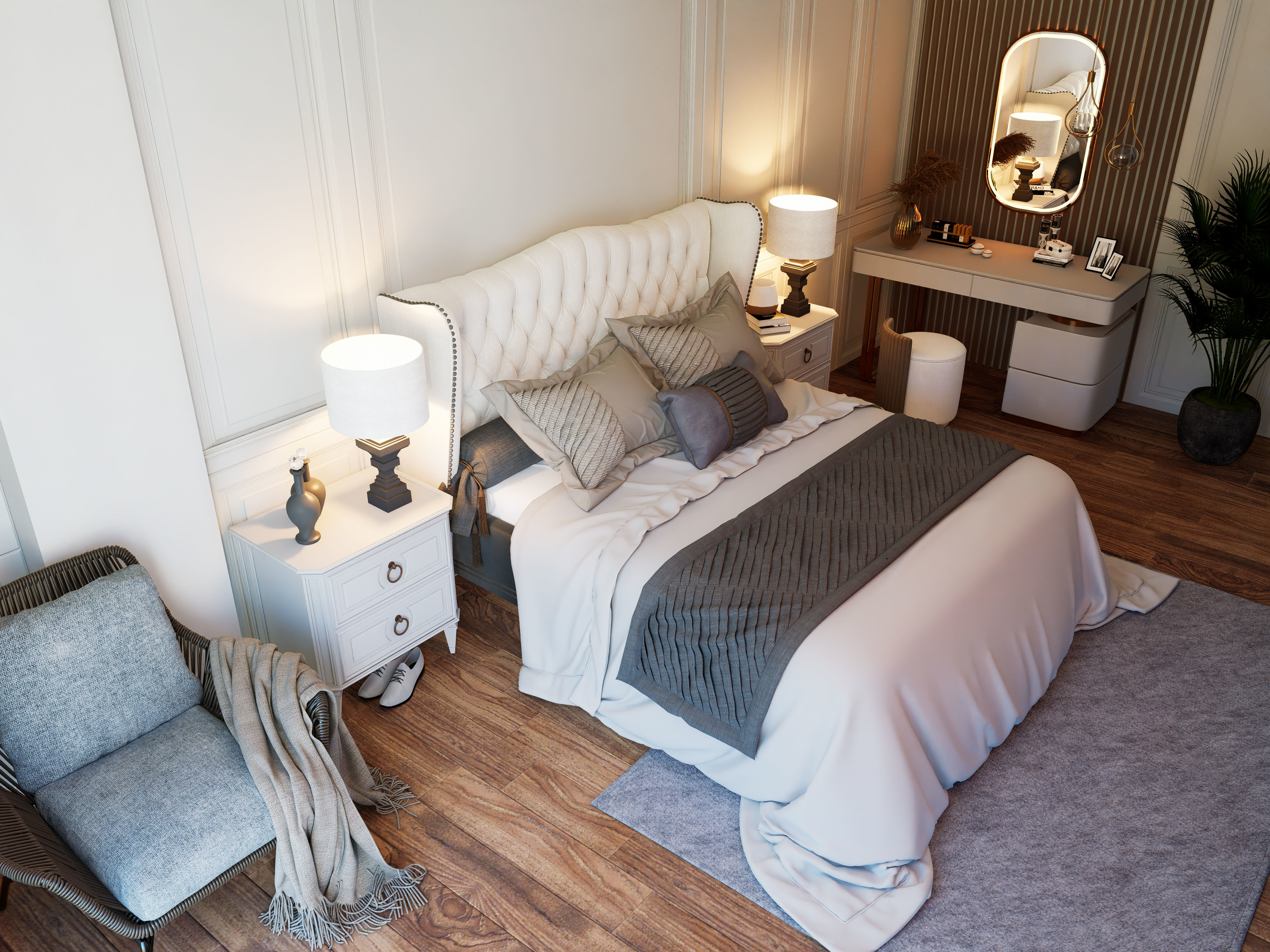 White Bedroom D5 Render Scene Low-poly 3D model_3