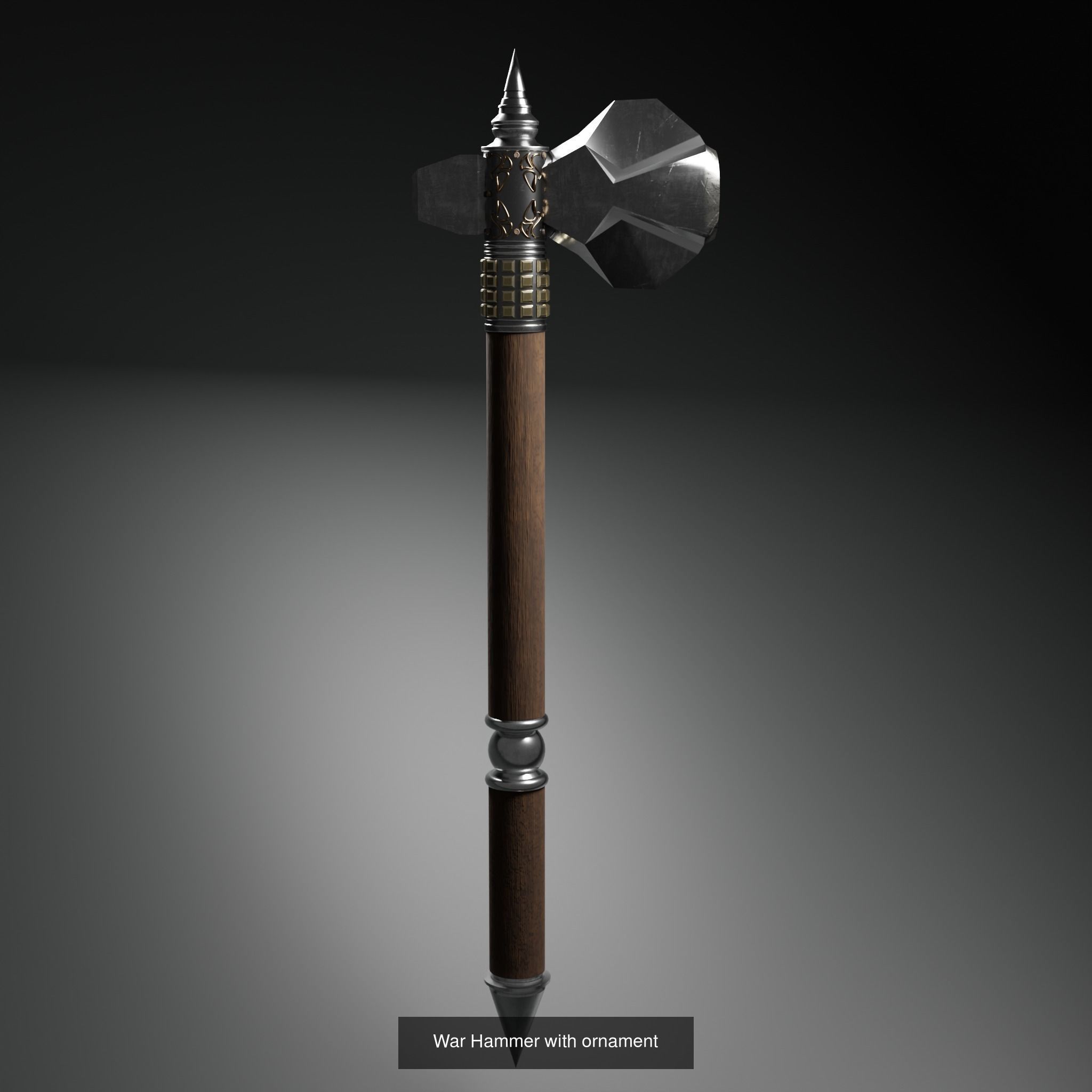 3 Beautiful Medieval War Hammers 3D Model Collection_6