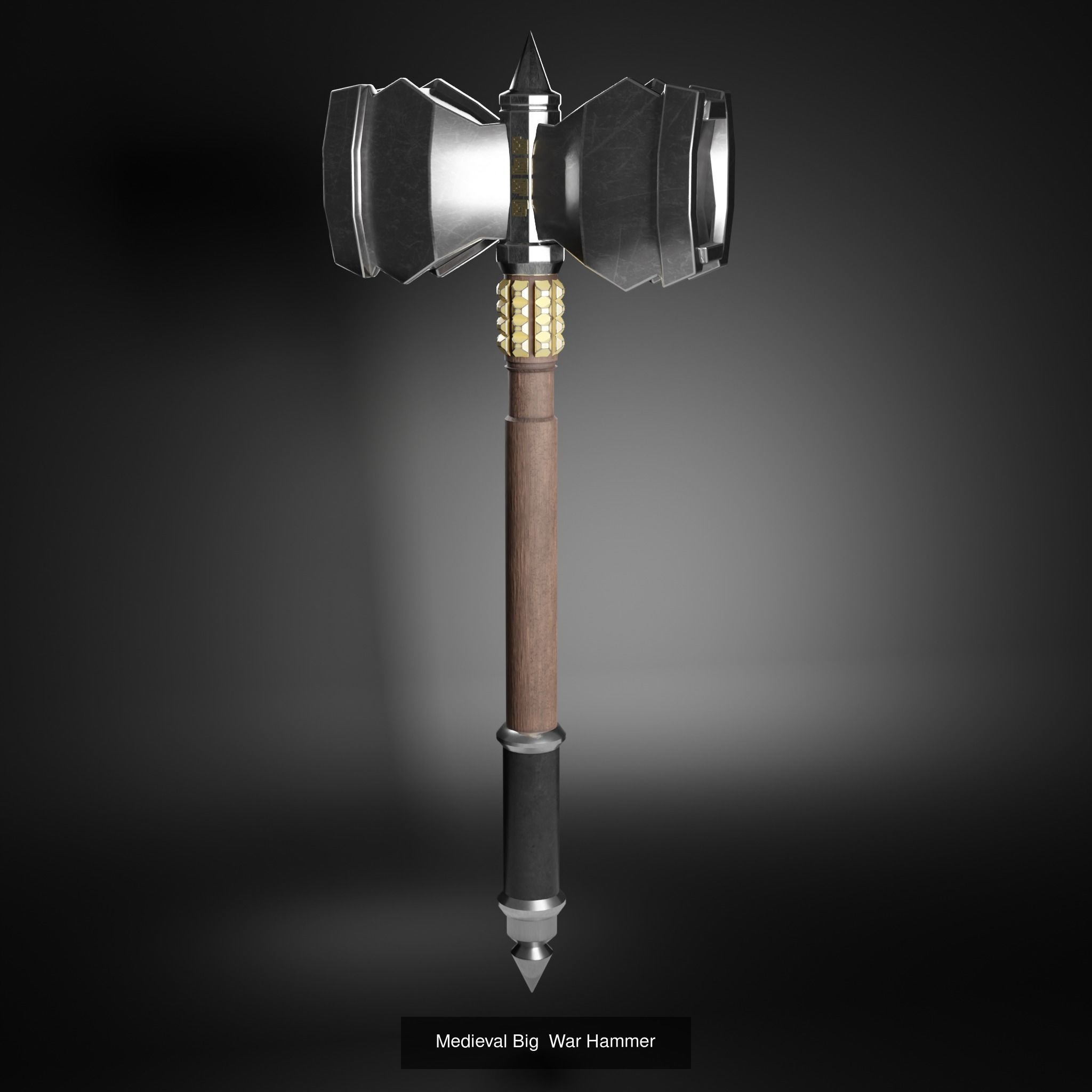3 Beautiful Medieval War Hammers 3D Model Collection_5