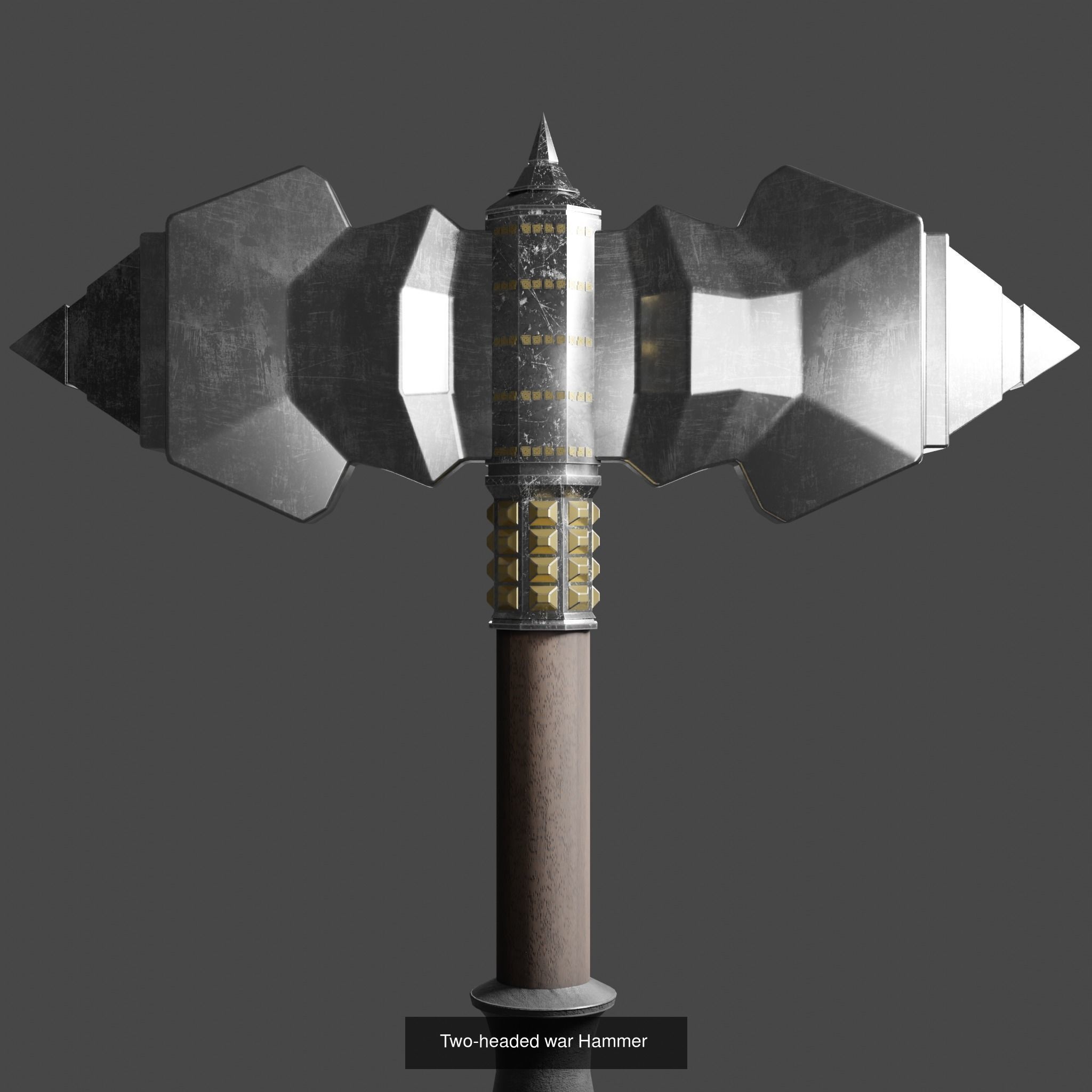 3 Beautiful Medieval War Hammers 3D Model Collection_7