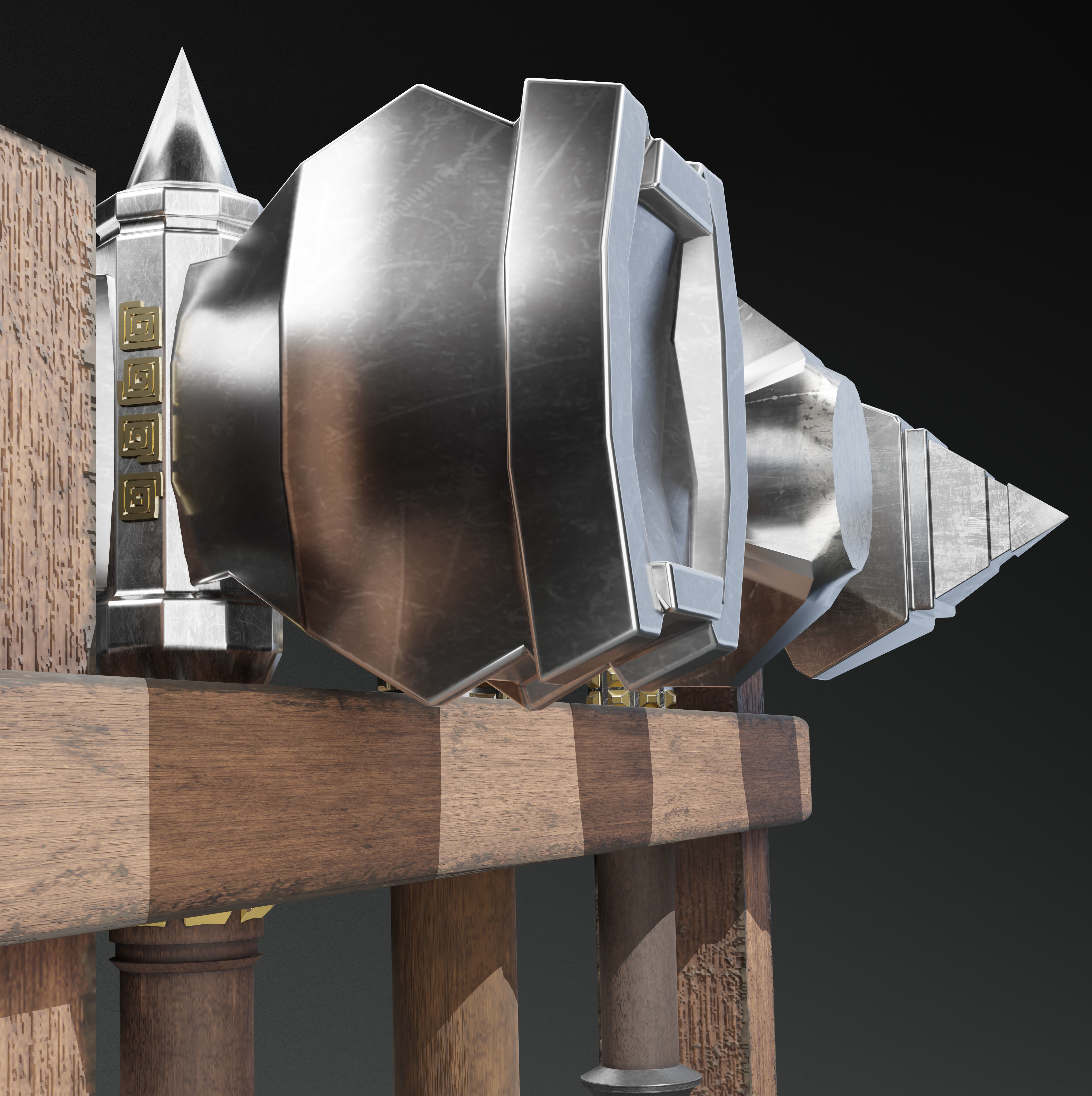 3 Beautiful Medieval War Hammers 3D Model Collection_2