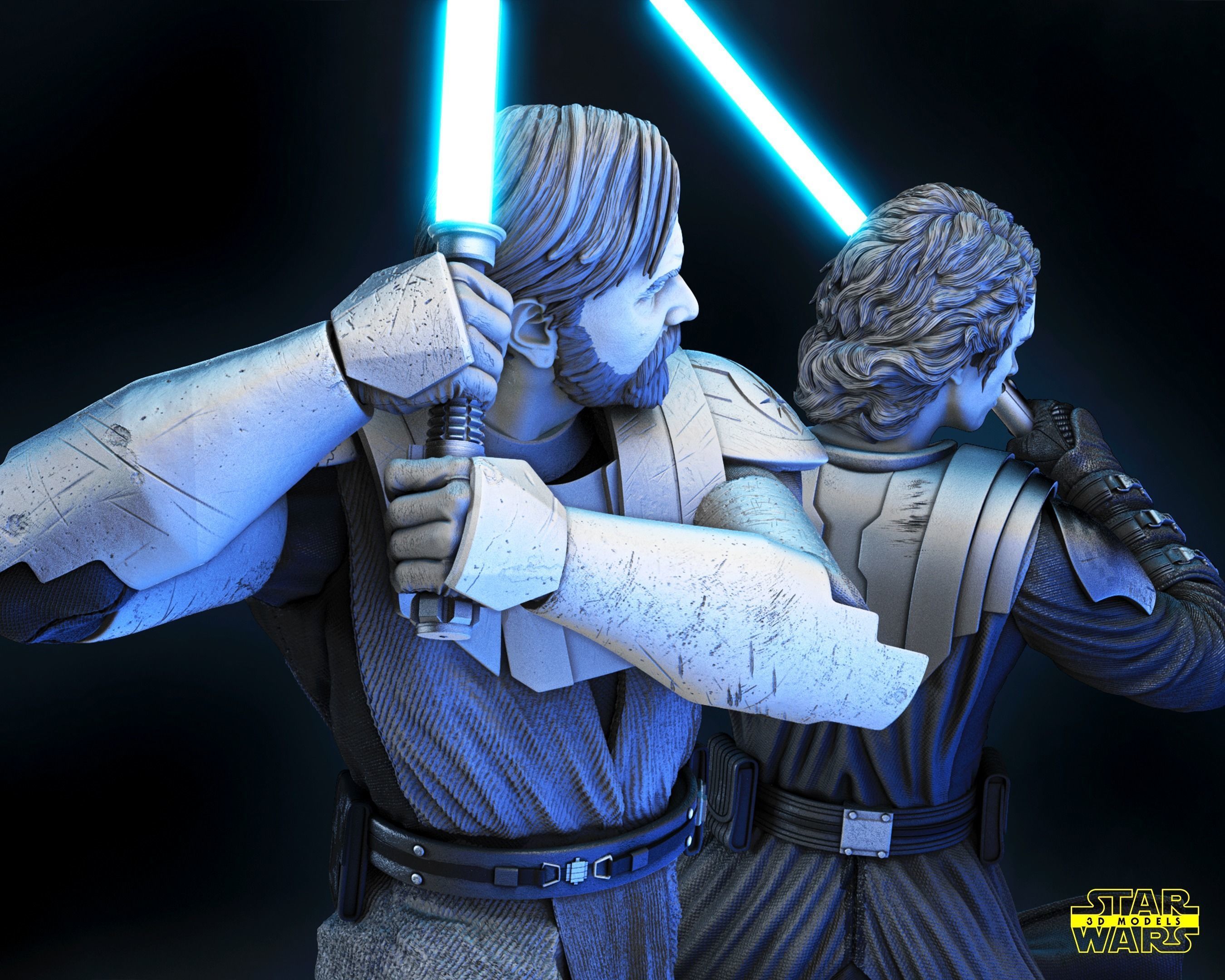 The Anakin and Obi Wan Diorama Star Wars 3D Models 3D print model_6