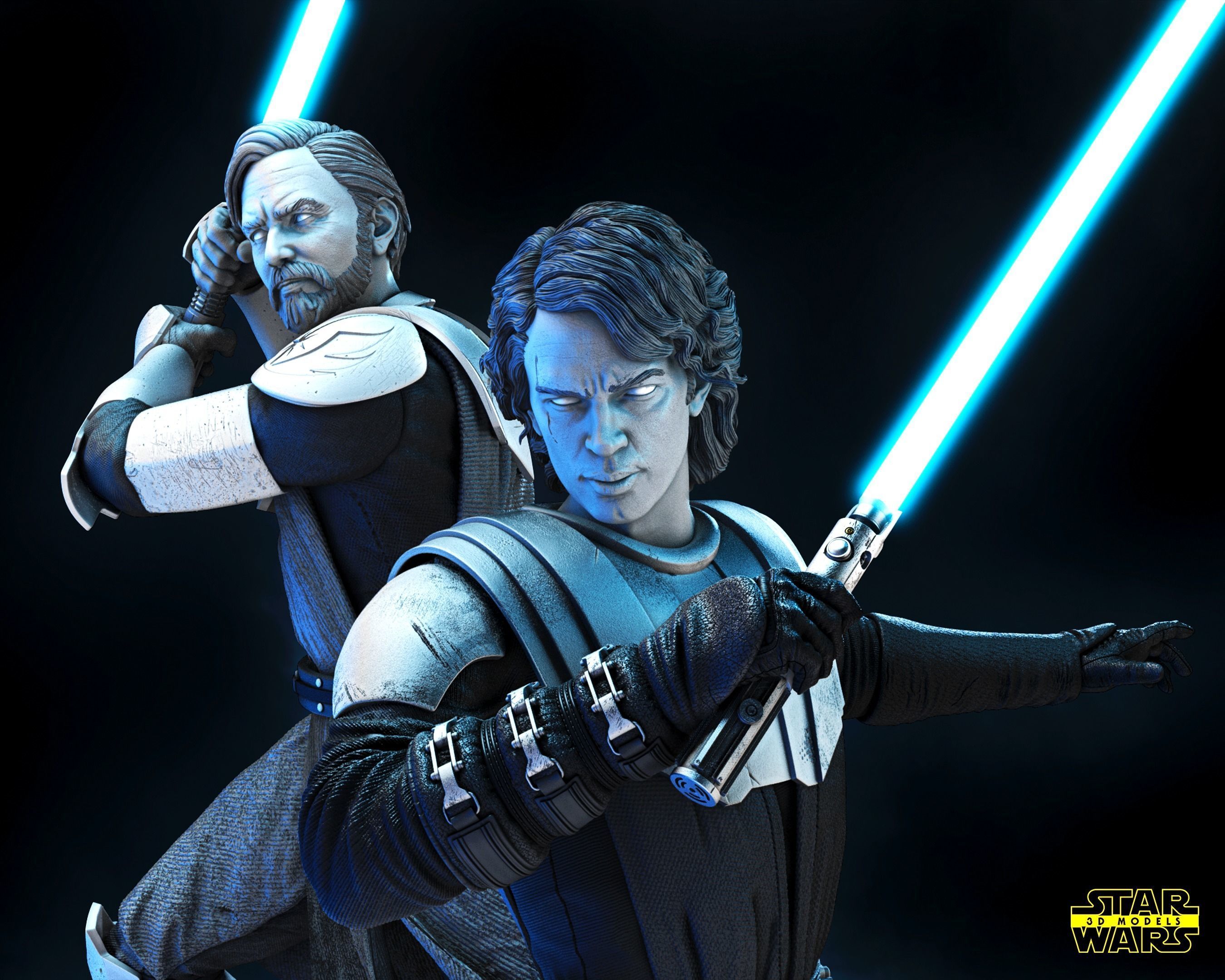 The Anakin and Obi Wan Diorama Star Wars 3D Models 3D print model_5