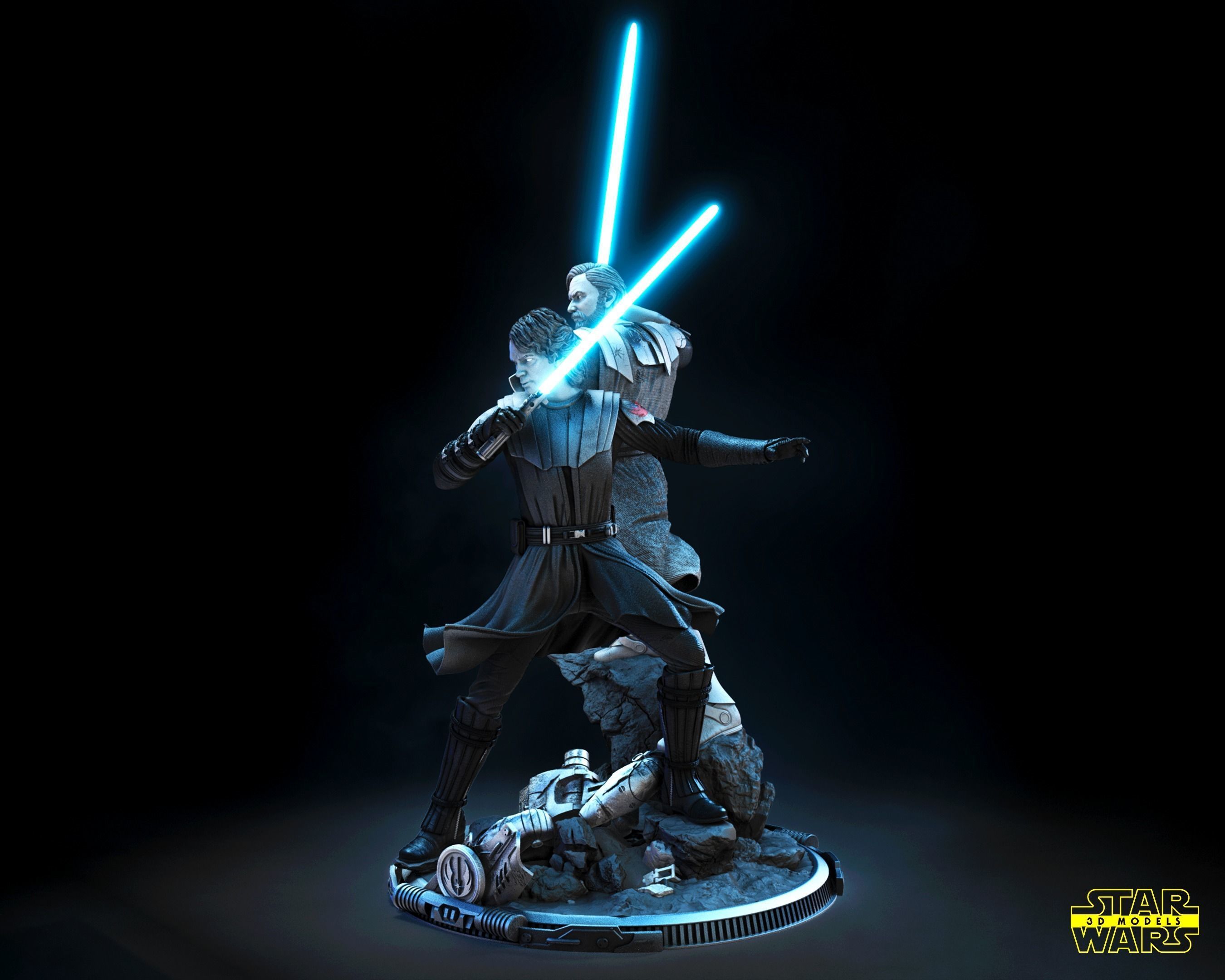 The Anakin and Obi Wan Diorama Star Wars 3D Models 3D print model_2