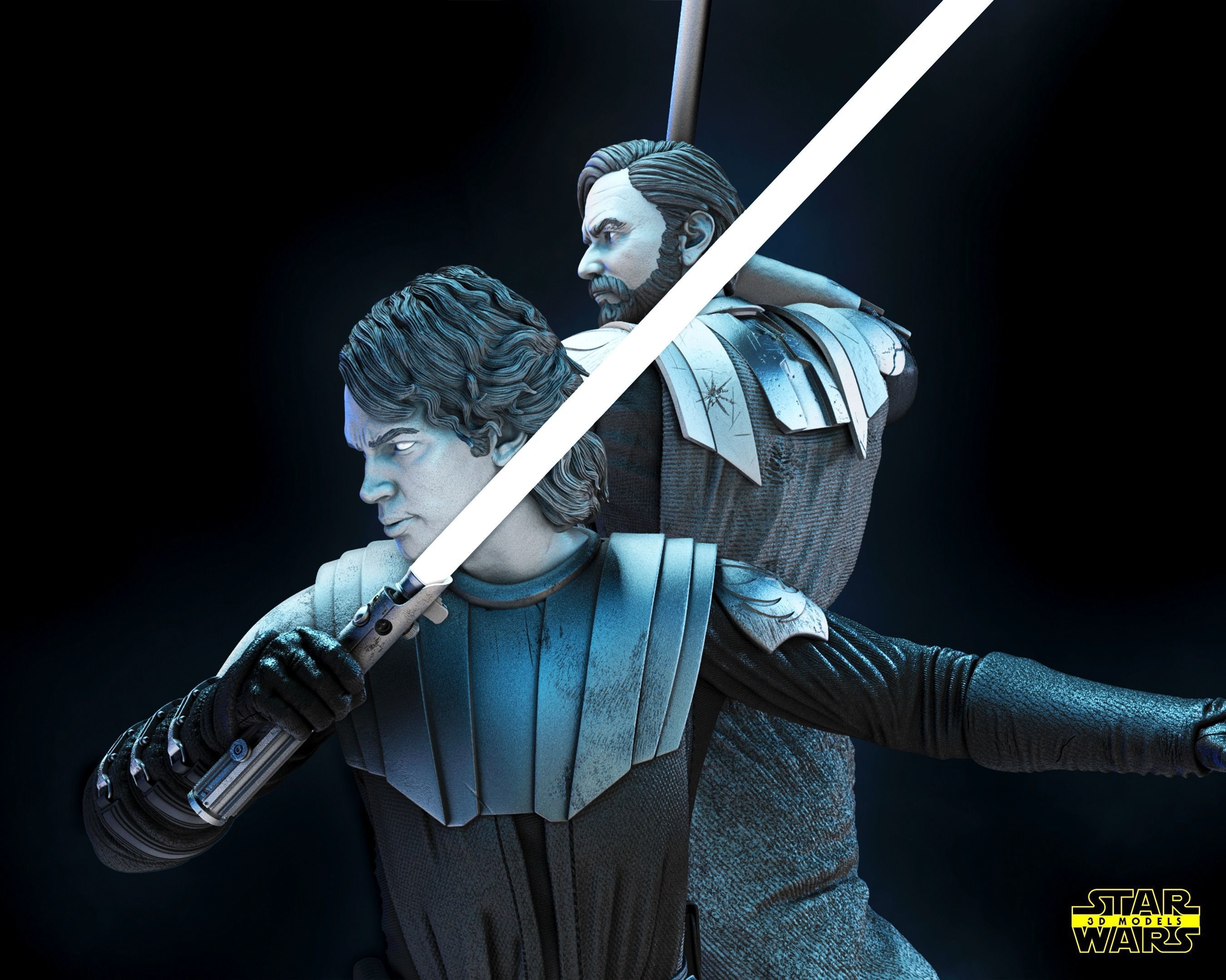 The Anakin and Obi Wan Diorama Star Wars 3D Models 3D print model_7