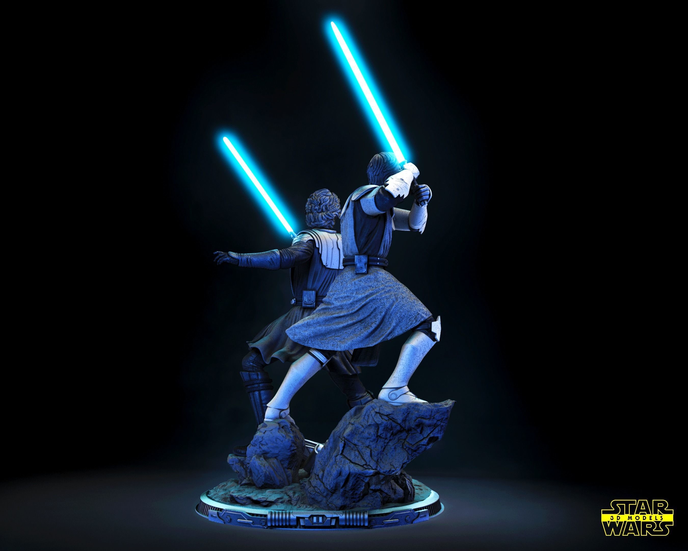 The Anakin and Obi Wan Diorama Star Wars 3D Models 3D print model_4