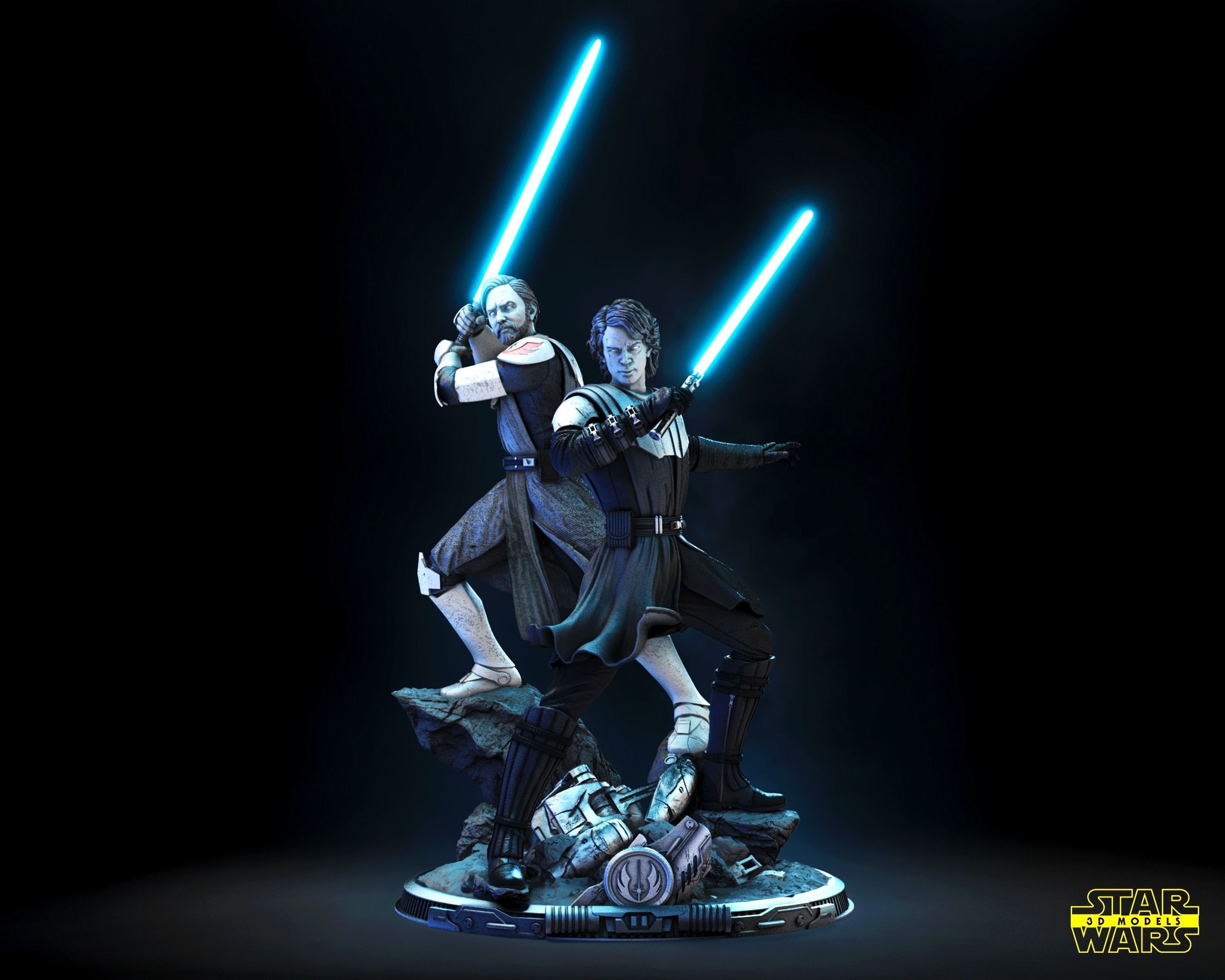 The Anakin and Obi Wan Diorama Star Wars 3D Models 3D print model_1