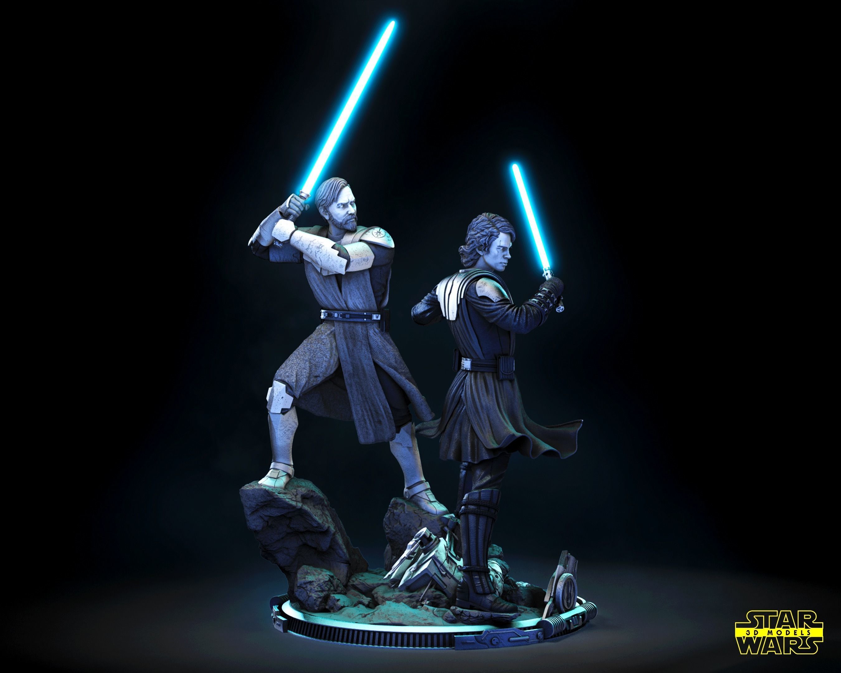 The Anakin and Obi Wan Diorama Star Wars 3D Models 3D print model_3