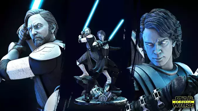 The Anakin and Obi Wan Diorama Star Wars 3D Models 3D print model