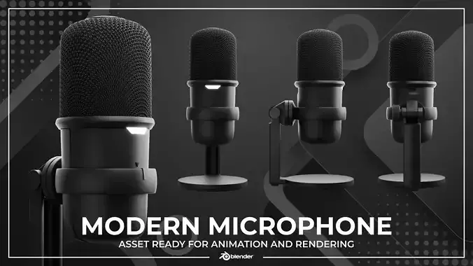 Modern Microphone Asset For Animation And Rendering