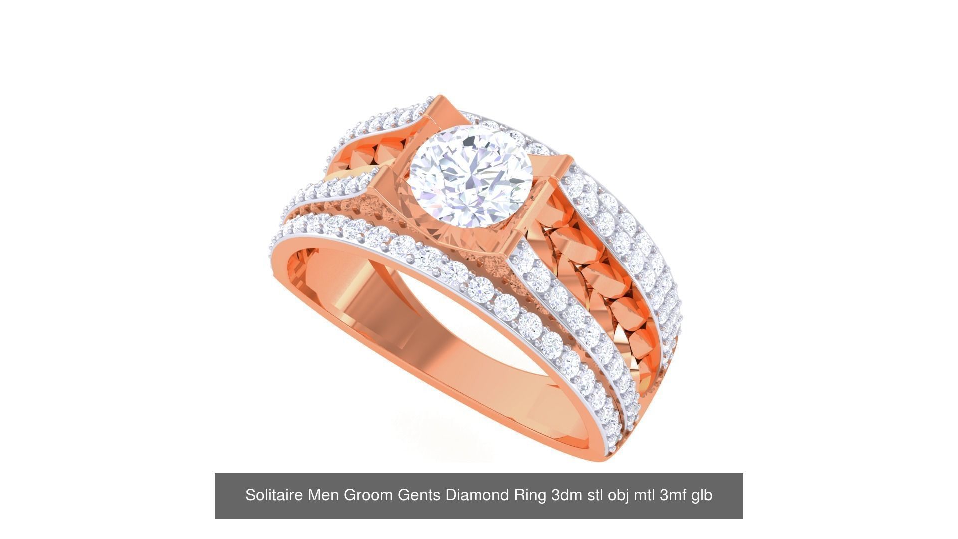 97 Solitaire Men Groom Gents Diamond Ring 3dm stl obj mtl 3mf  3D Model Collection_30