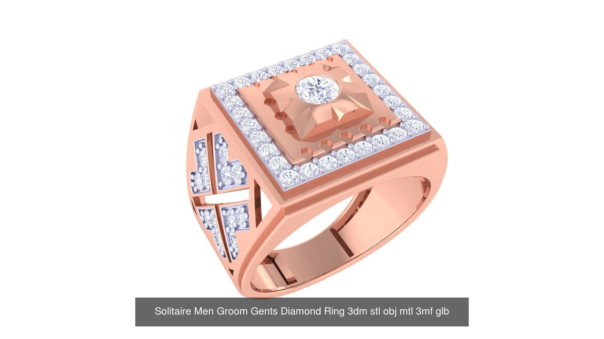 97 Solitaire Men Groom Gents Diamond Ring 3dm stl obj mtl 3mf  3D Model Collection_72