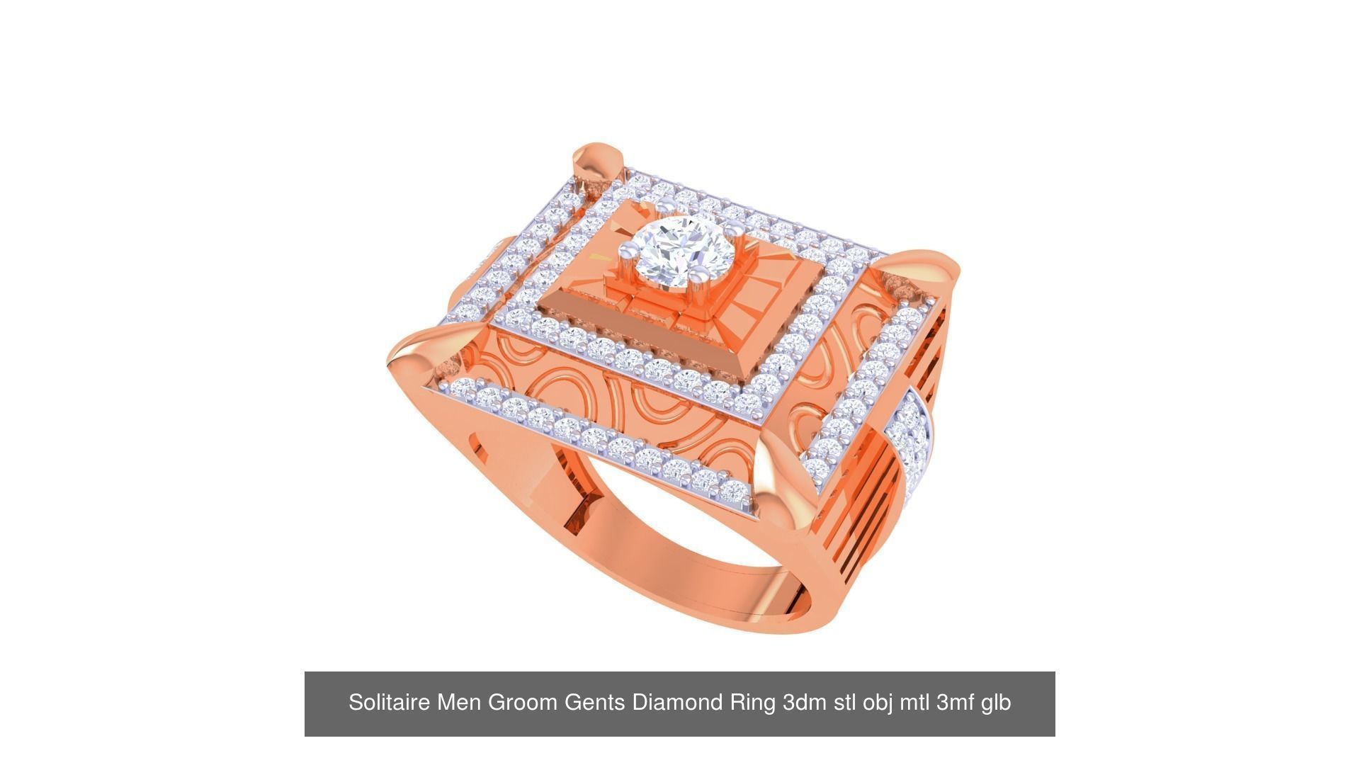 97 Solitaire Men Groom Gents Diamond Ring 3dm stl obj mtl 3mf  3D Model Collection_44